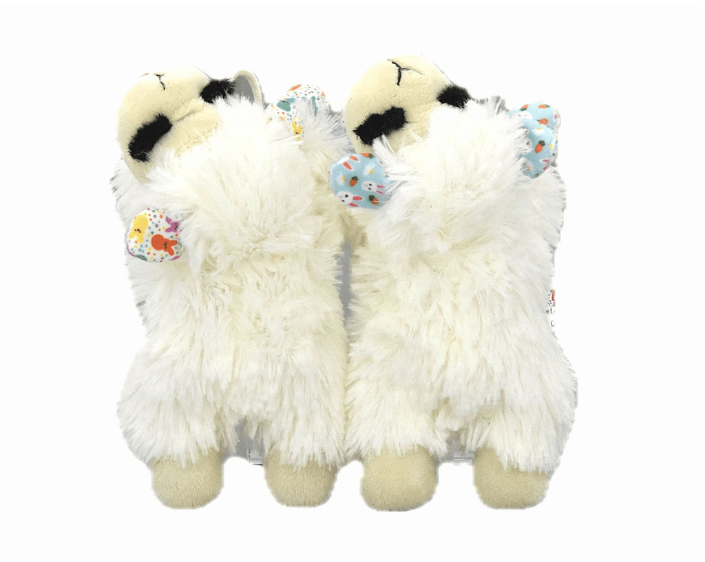 Multipet Easter Holiday Small Plush Lamb Chop 2 Pack Dog Toy with Squeaker, Festive Bunny Pattern on Ears and Paws