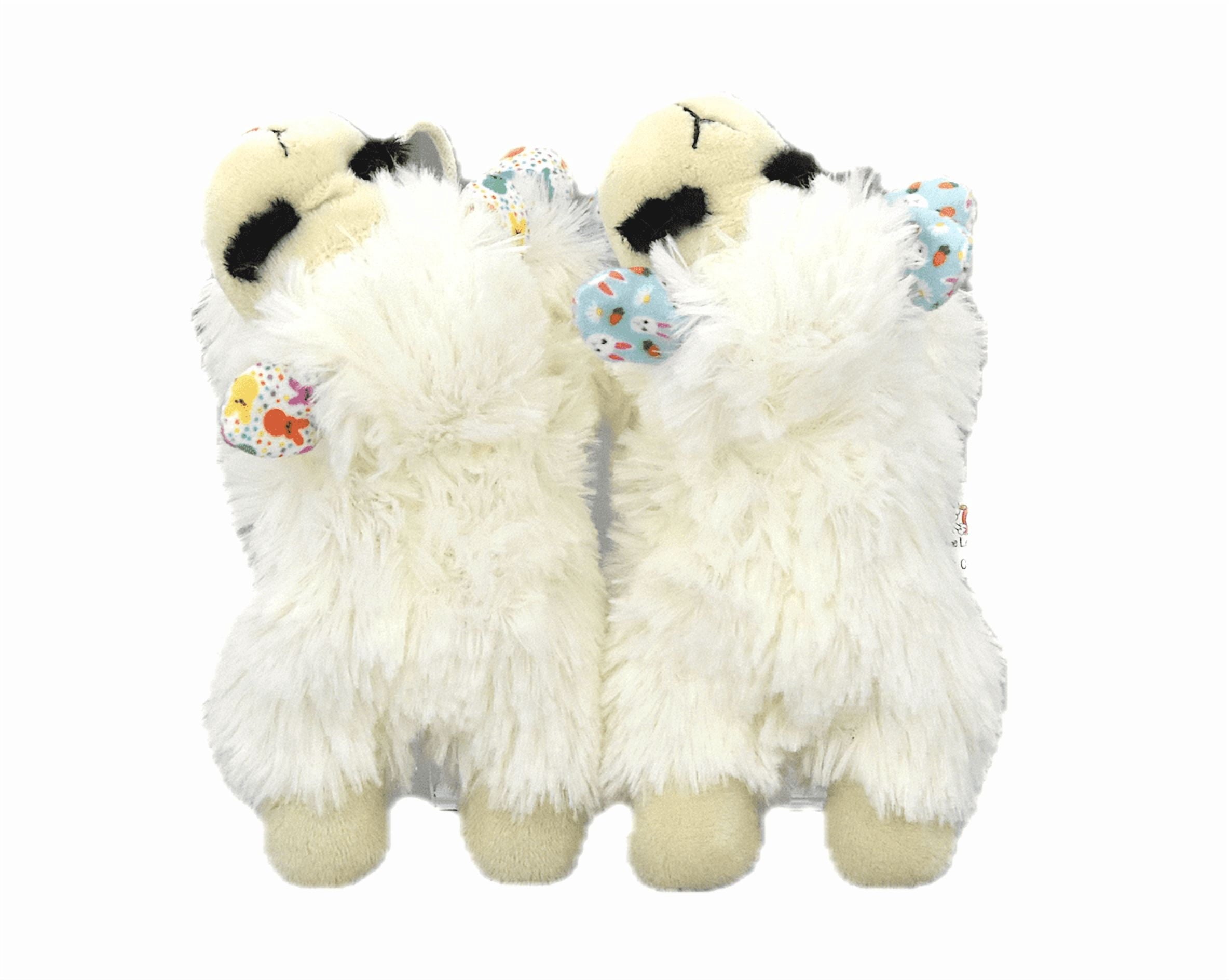 Multipet Easter Holiday Small Plush Lamb Chop 2 Pack Dog Toy with Squeaker, Festive Bunny Pattern on Ears and Paws