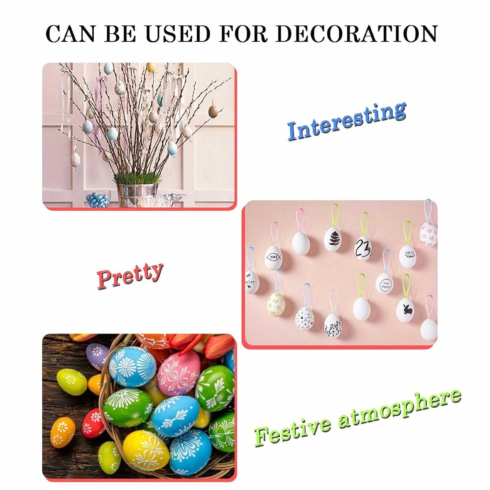 Vggrvlo 24PCS DIY Easter Eggs with 4 Pens Paper Mache Easter Eggs Craft Eggs for Easter DIY Craft for Party Ornaments Egg Hunt 3.2"