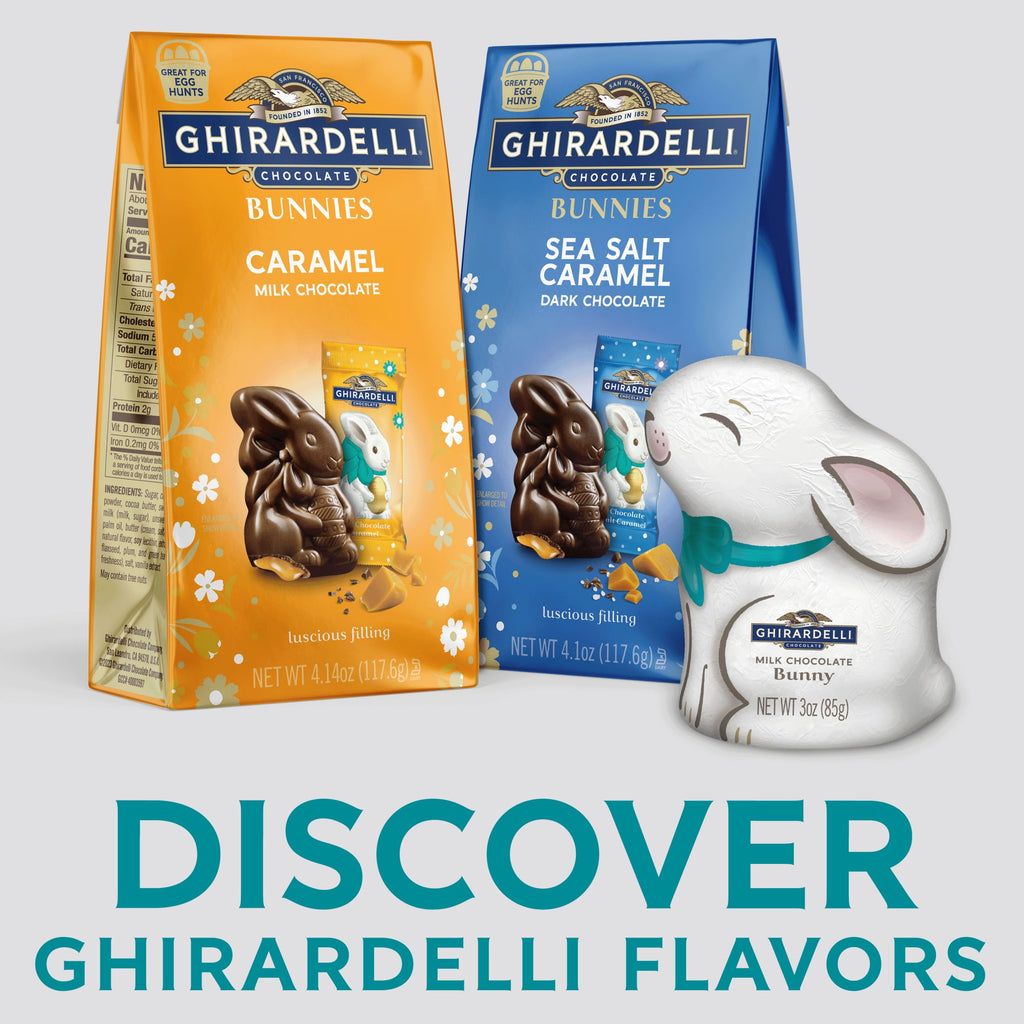 GHIRARDELLI Easter Milk Chocolate Candy Bunnies with Caramel Filling, 4.14 oz Bag