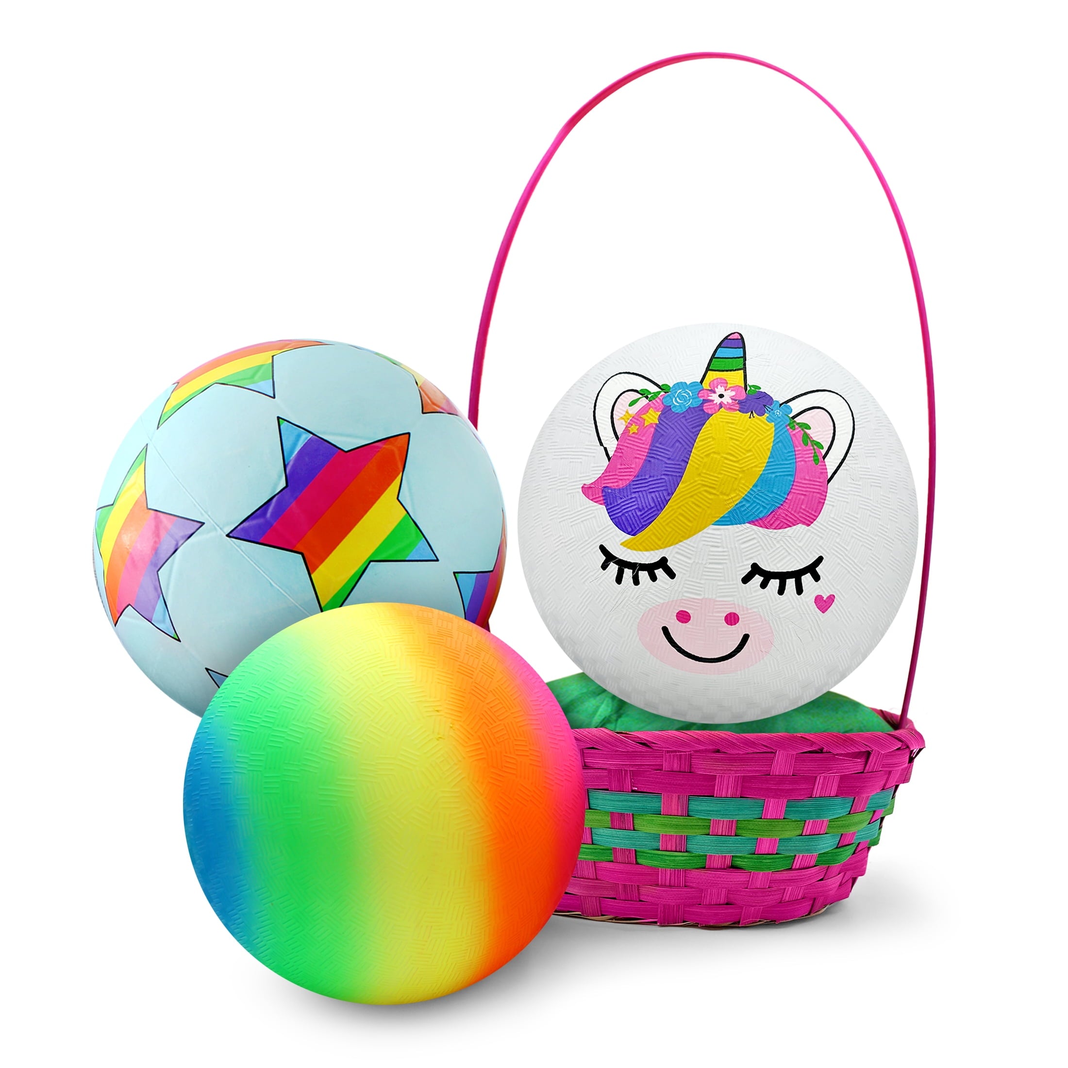 3 Ball Girls Unicorn Prefilled Easter Basket, by Megatoys