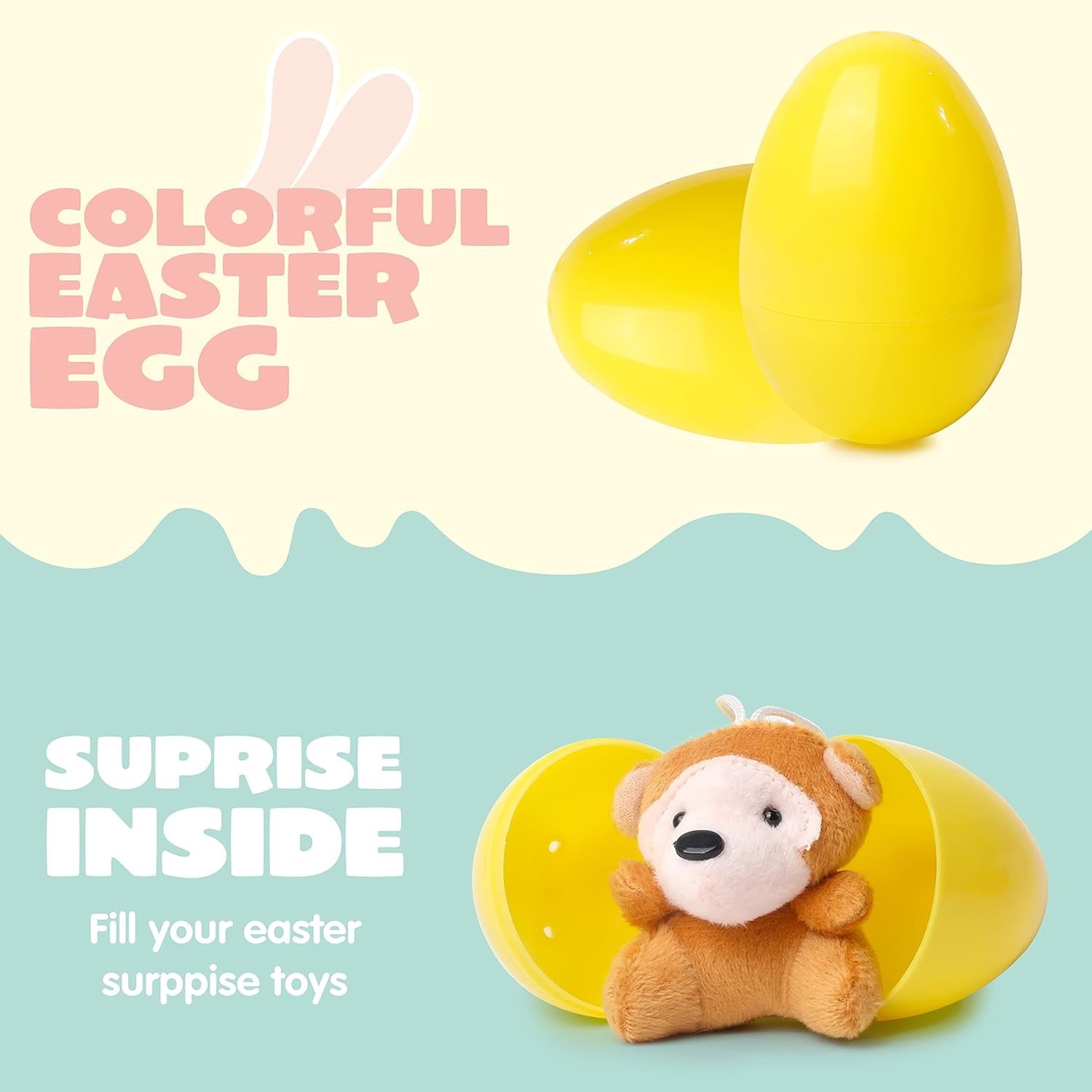 1 Pcs Prefilled Easter Eggs with Mini Plush Animals, Cute Stuffed Toy Fillers for Kids Easter Egg Hunt, Basket Stuffers, Classroom Prizes and Party Favors