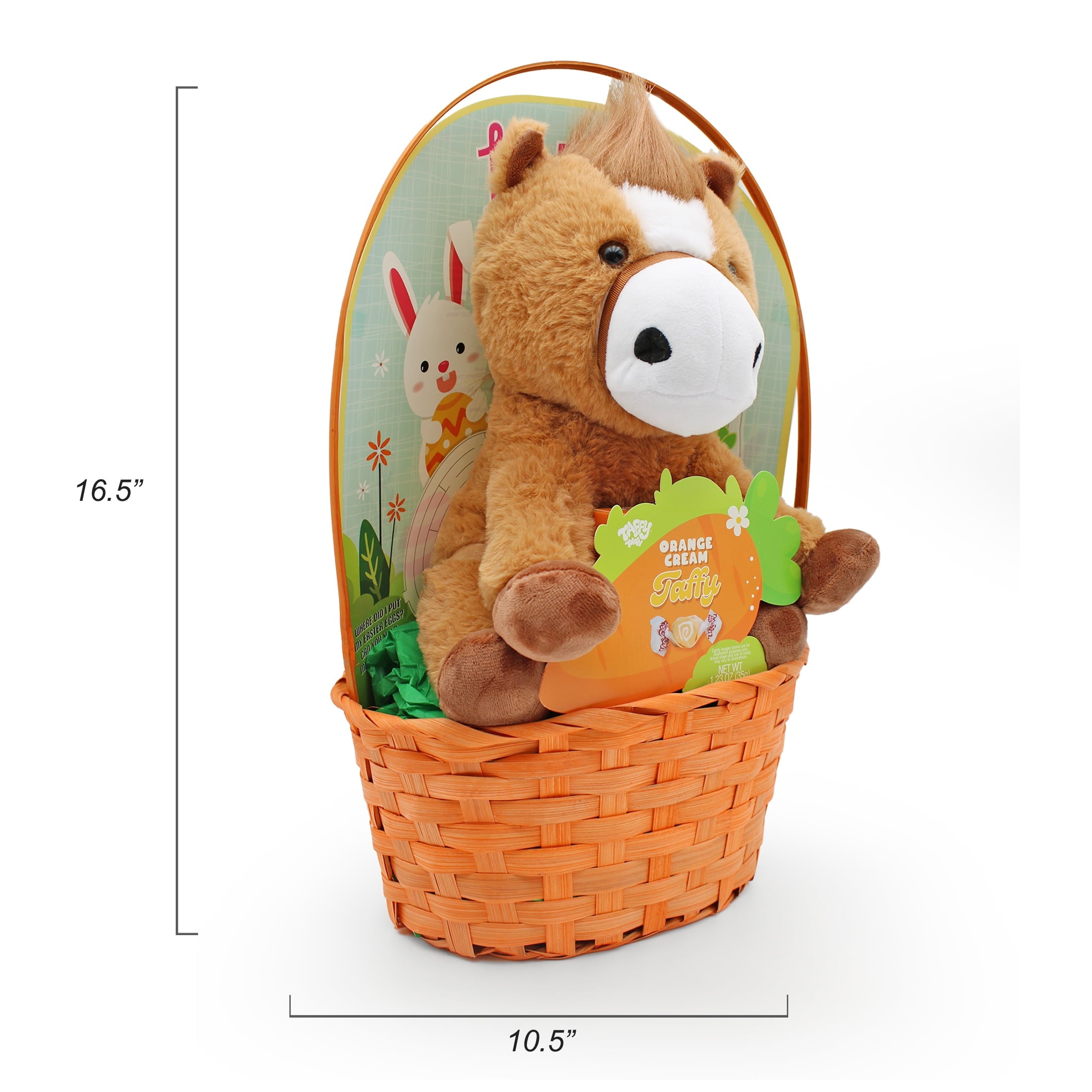 Brown Horse Plush Prefilled Easter Basket, by Megatoys