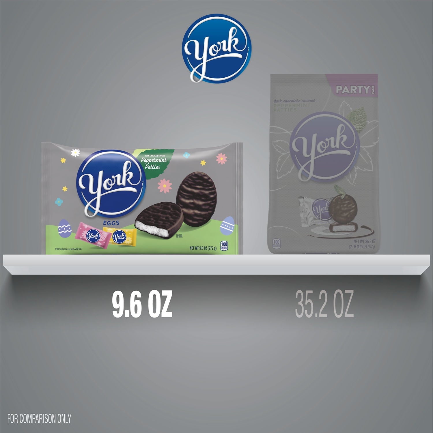 York Dark Chocolate Peppermint Patties Eggs, Easter Candy Bag, 9.6 oz