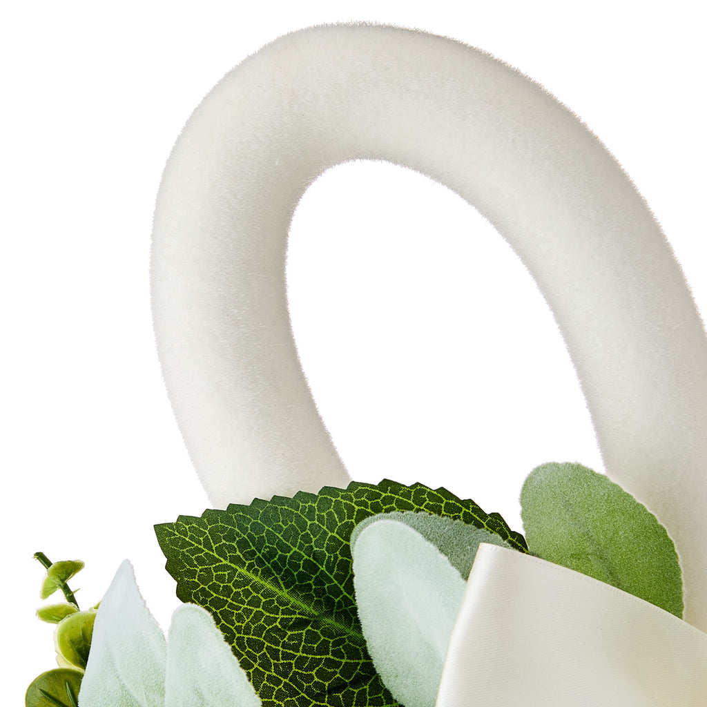 Flocked Bunny Head Wreath, White, 14", Easter by Way To Celebrate