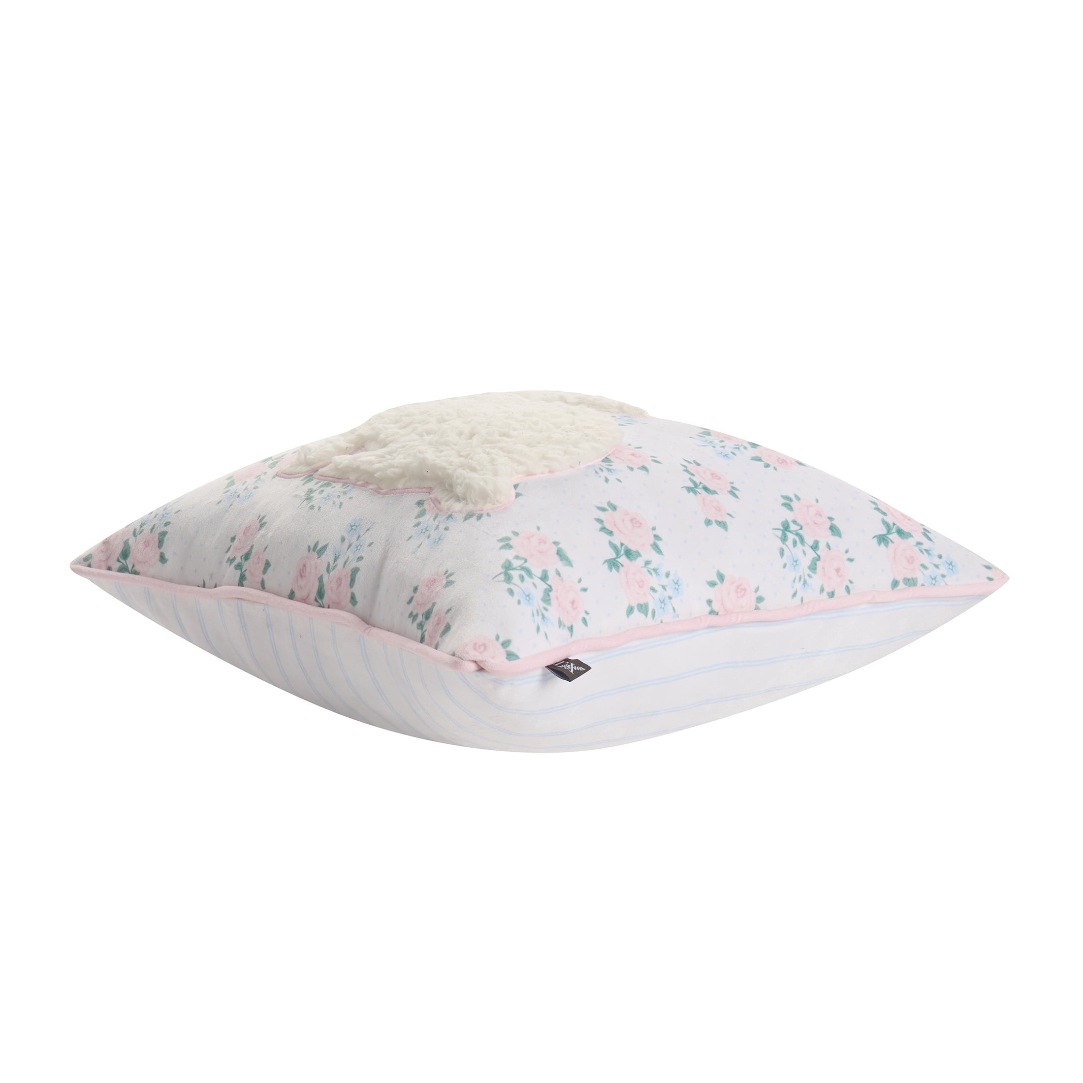 18" x 18" White/Multi Floral Bunny Decorative Pillow, by My Texas House
