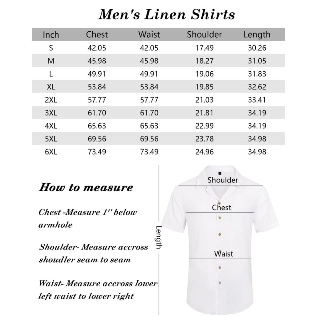 sogami Men's Linen Shirts Short Sleeve Hawaiian Button down Shirt with Pocket