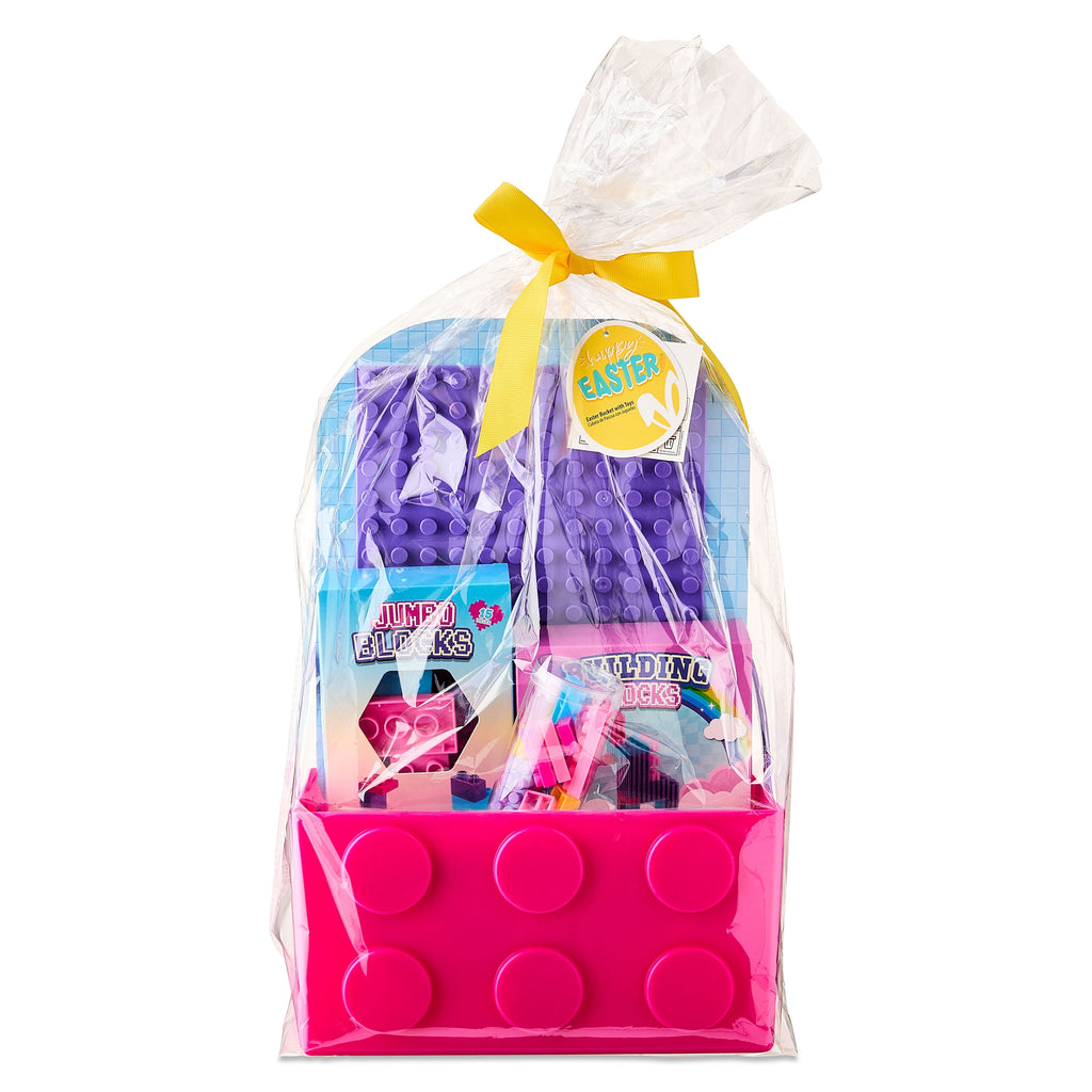 Prefilled Building Blocks-Themed Bucket with Toys, Pink/Purple/Blue, 11" x 20", Easter by Way To Celebrate
