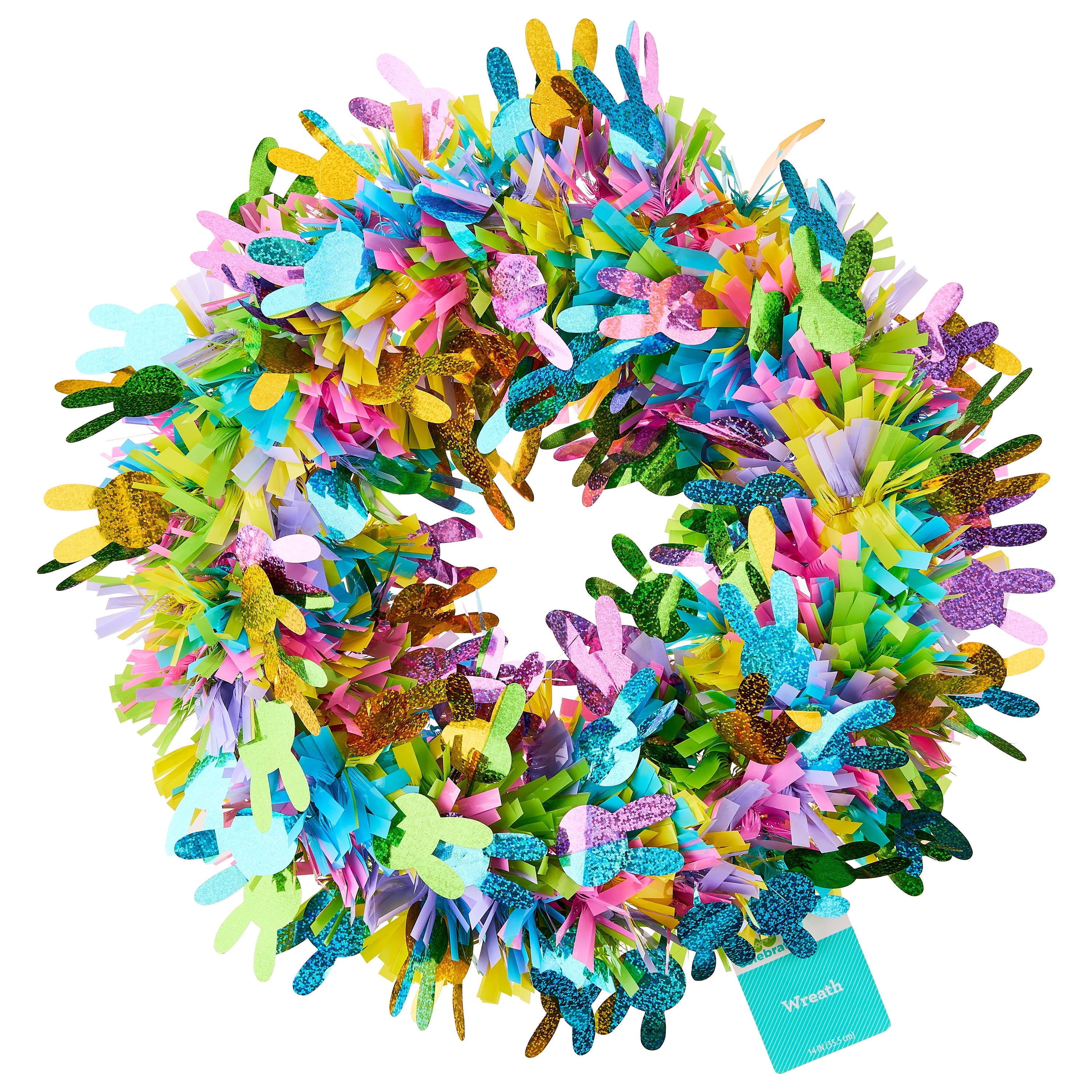 Bunny Tinsel Wreath, Multicolor, 15", Easter by Way To Celebrate