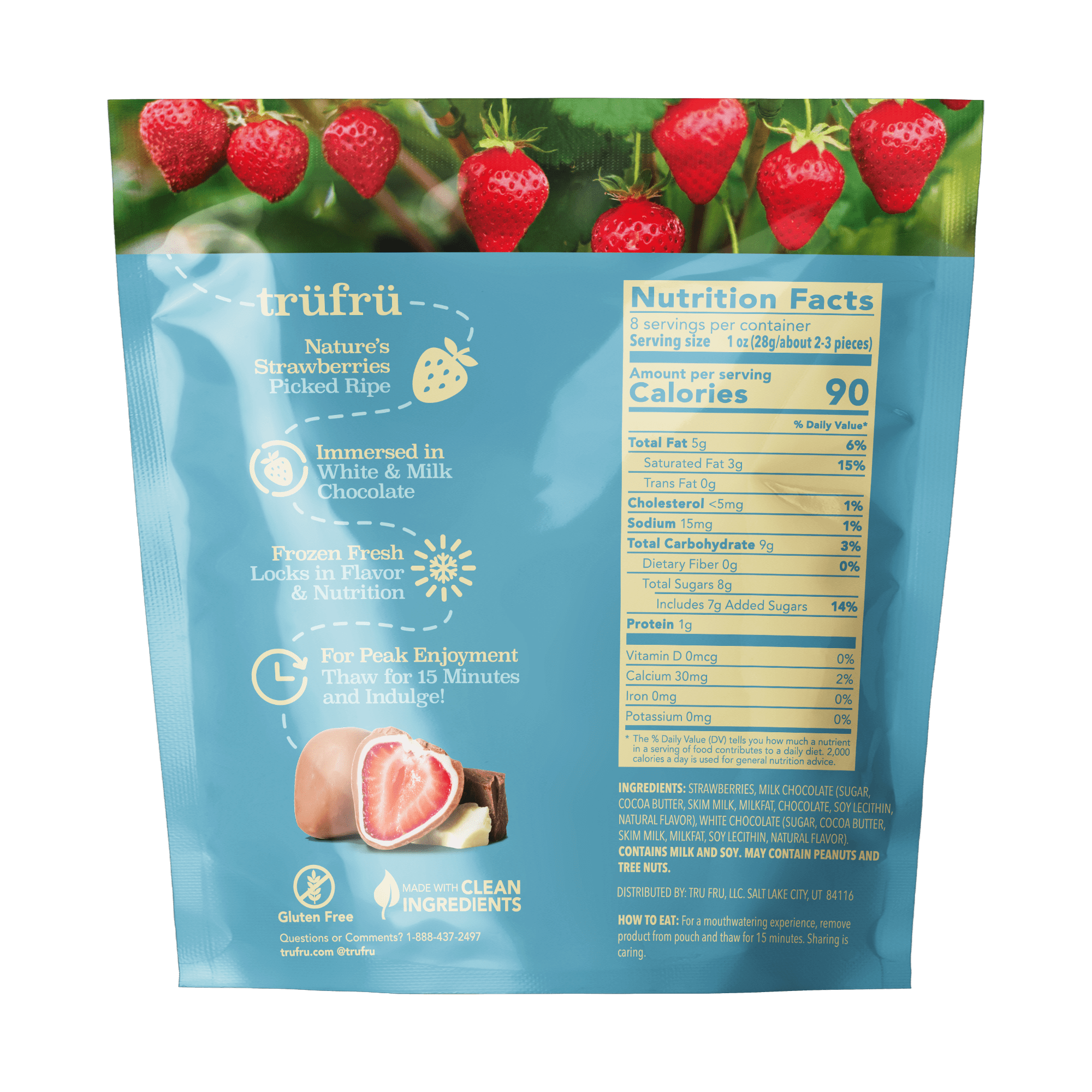 Tru Fru Frozen Strawberries in Milk & White Chocolate, 8oz