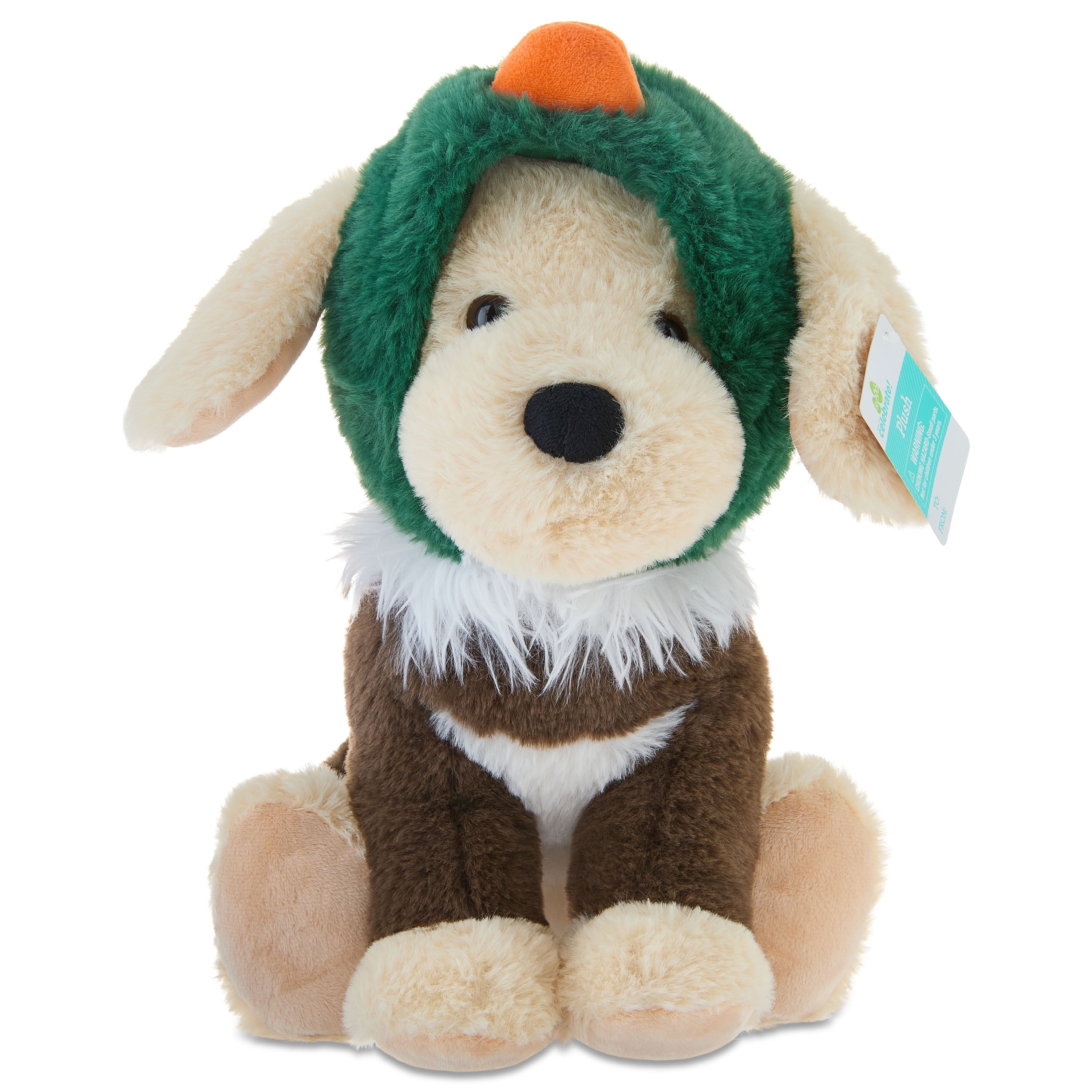 Medium Dog Plush in Duck Costume, Brown and Green, 13", Easter by Way To Celebrate