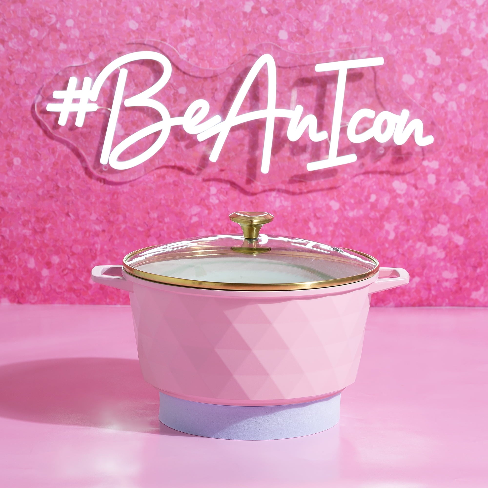 Paris Hilton 4.6 Quart Ceramic Nonstick Dutch Oven Pot with Lid, Dishwasher & Oven Safe, Pink