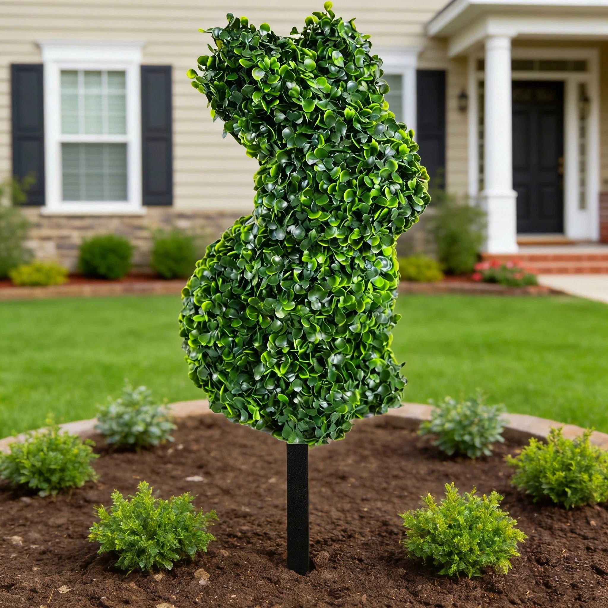 Spring Clearance! Easter Outdoor Decor 28" Boxwood Bunny Topiary, Easter Artificial Tree UV-Resistant Easter Home Decor for Porch, Outdoor Indoor Spring Rabbit, Easter Gift for Women Men(without Pot)