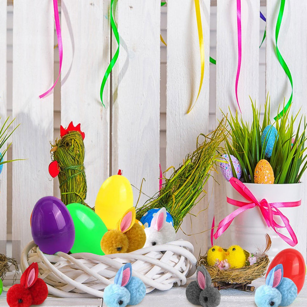 LAMDAWE 24 Pack Easter Egg Fillers PlushBunny Toys Easter BasketStuffers Mini ColorfulBunny Easter EggHunting ClassroomPrize Supplies BasketStuffers Easter PartyFavors