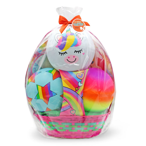 3 Ball Girls Unicorn Prefilled Easter Basket, by Megatoys