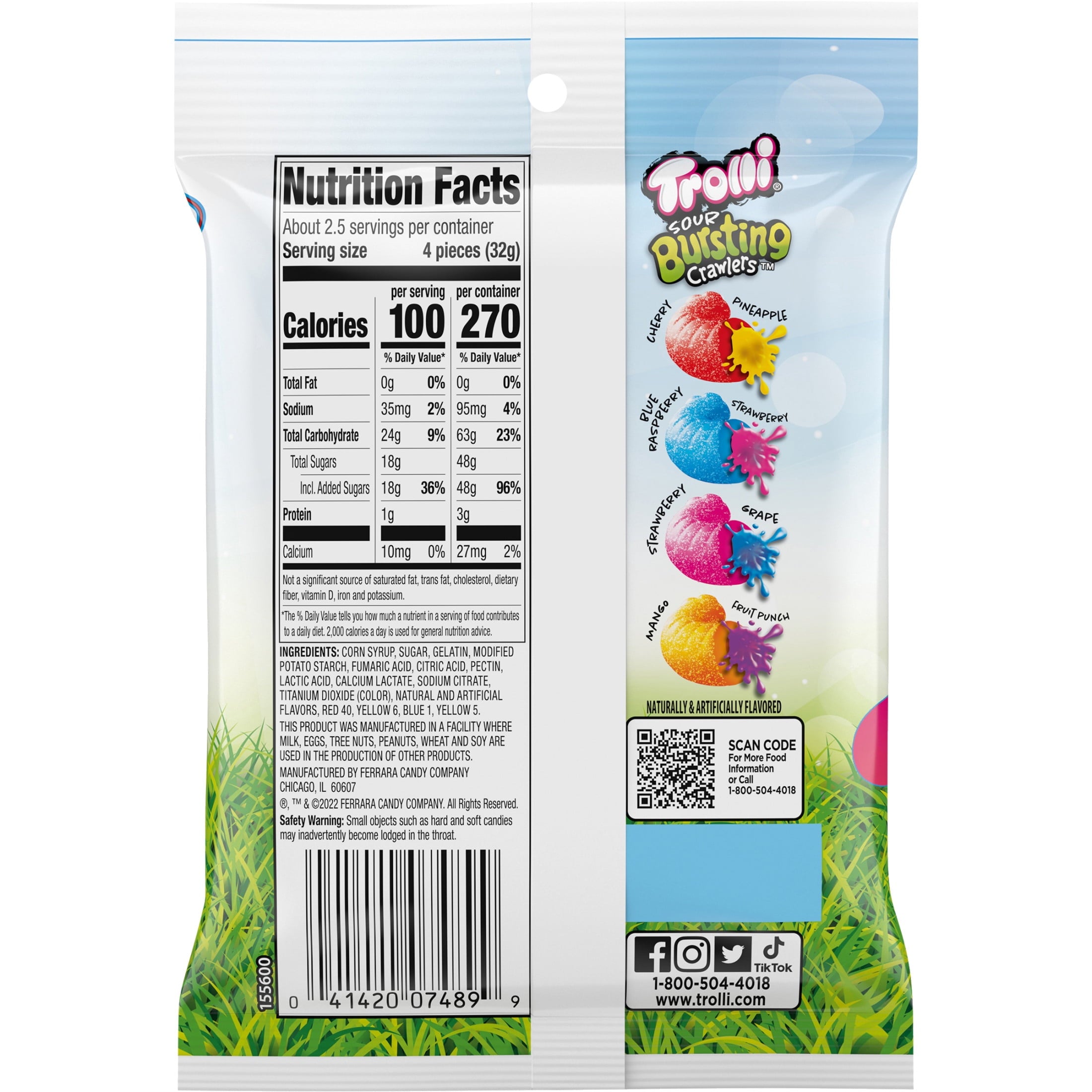 Trolli Easter Sour Bursting Crawlers, Springtime Easter Candy, 3 oz