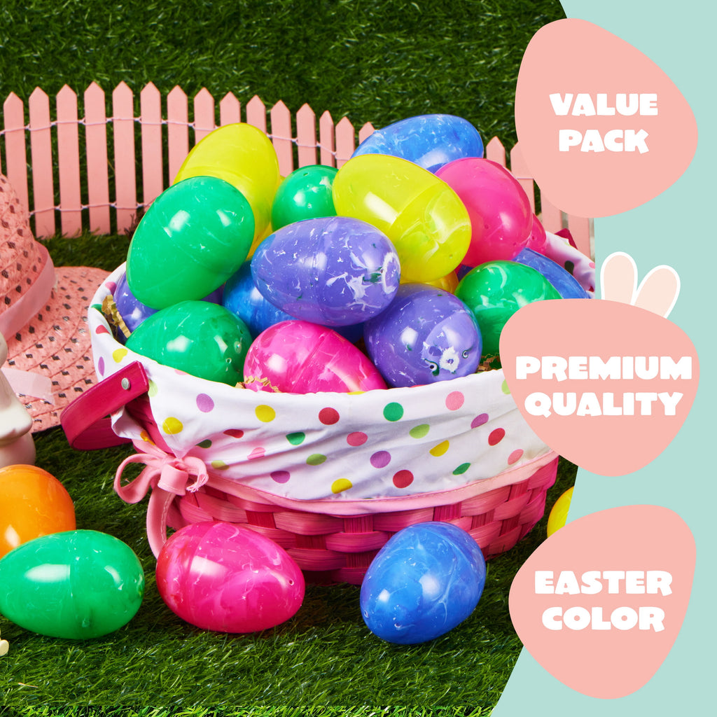 Joyfy 30 Pcs Plastic Easter Eggs,Iridescent Printed Empty 3.15" Tall for Easter Egg Hunt, Basket Stuffers Fillers, Classroom Prize Supplies, Filling Treats and Party Favor