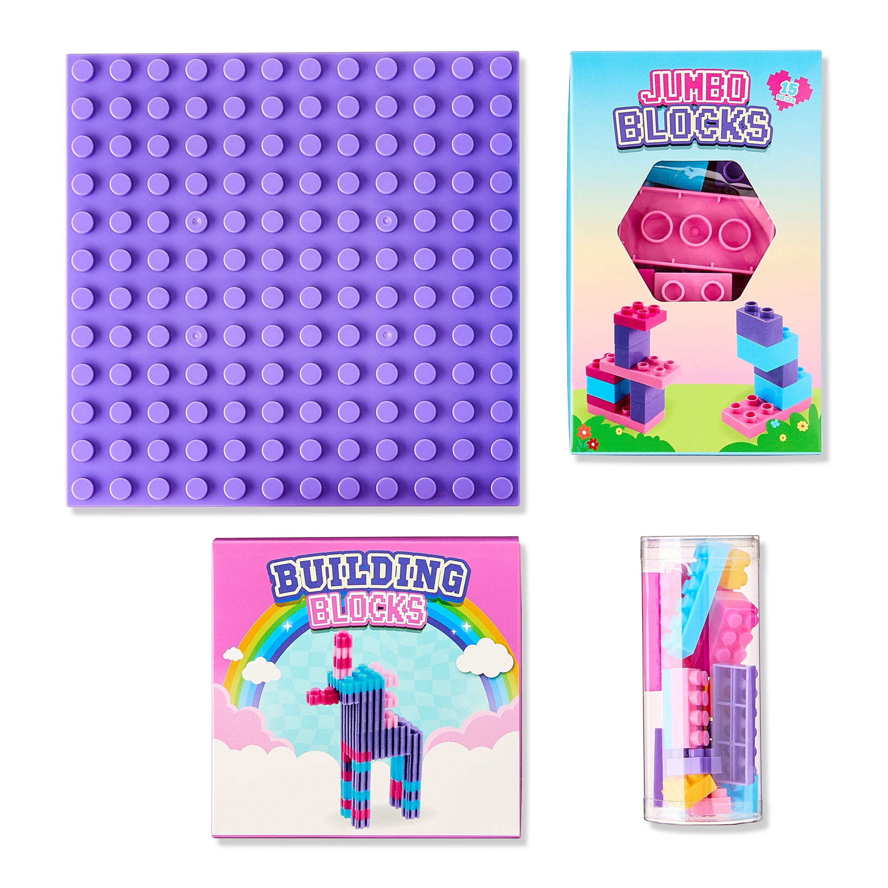 Prefilled Building Blocks-Themed Bucket with Toys, Pink/Purple/Blue, 11" x 20", Easter by Way To Celebrate