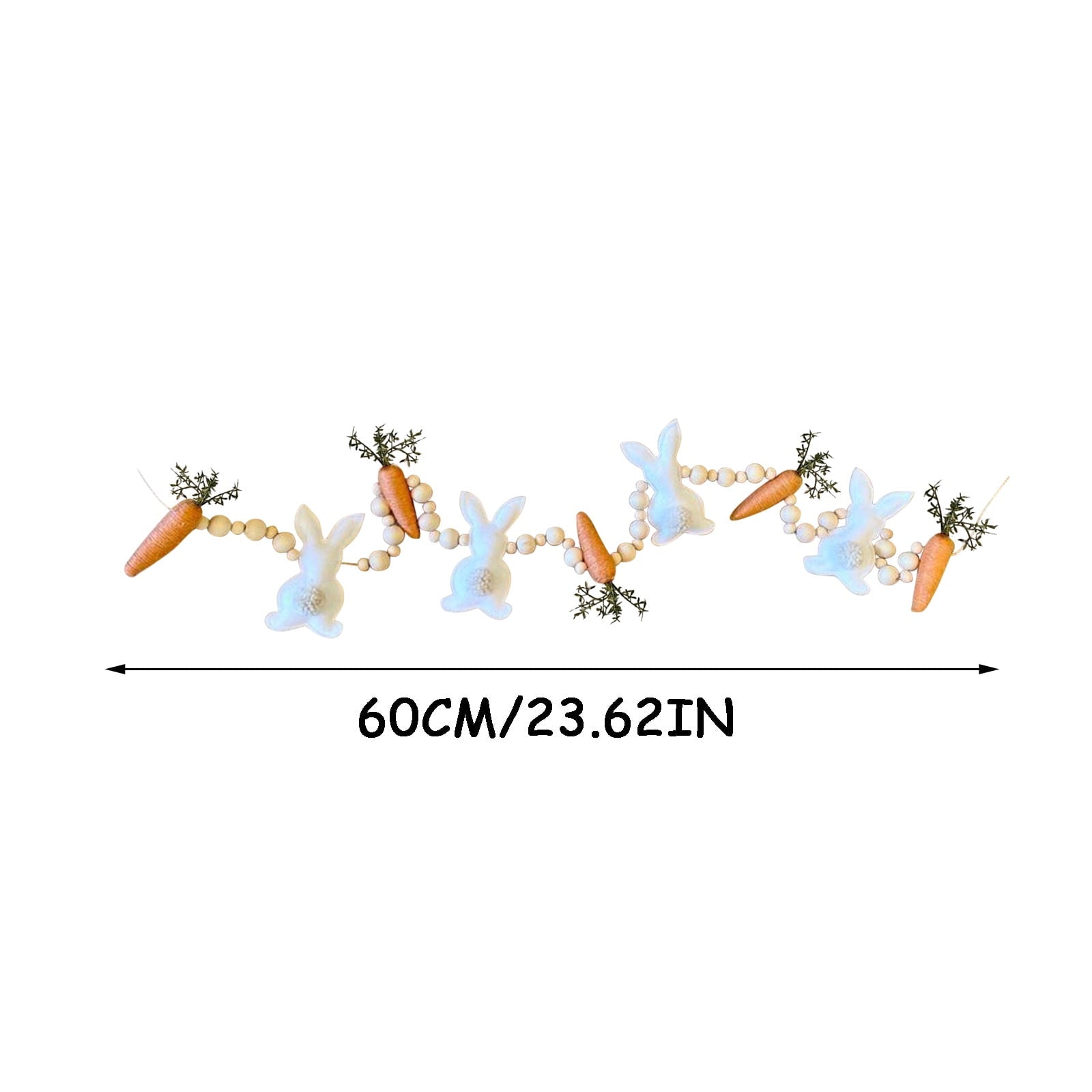 PULMCheerger Easter Bunny Carrot Garland, Wooden Beads Rabbit Easter Banner Decorations, Easter Bunny Carrot Beaded Garland Pendant, Easter Banner Decoration for Farmhouse Home Decor Hanging