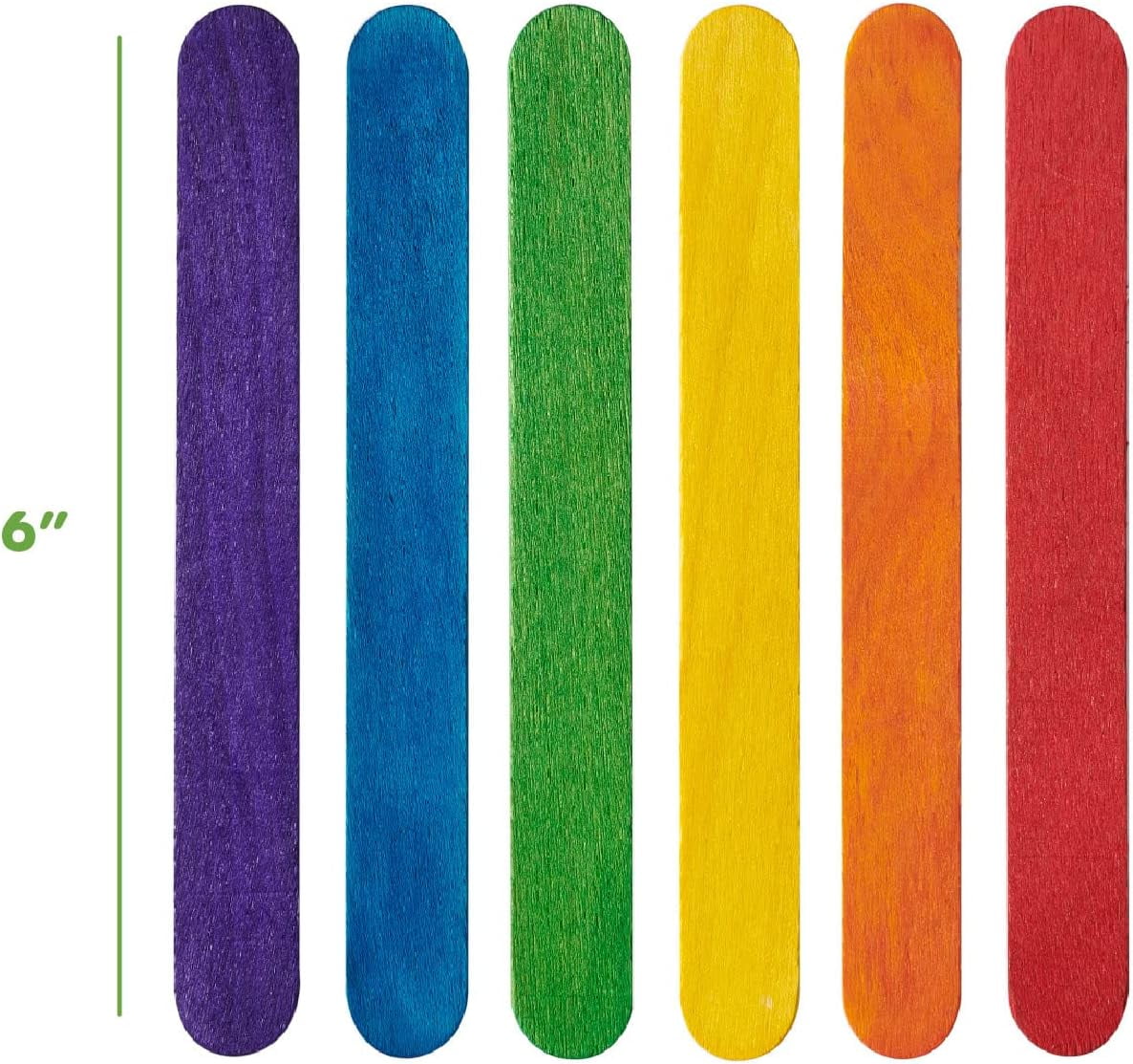 GUSTO 6" Colored Popsicle Stick Set Wooden Sticks for Crafts, Assorted 100-Pack