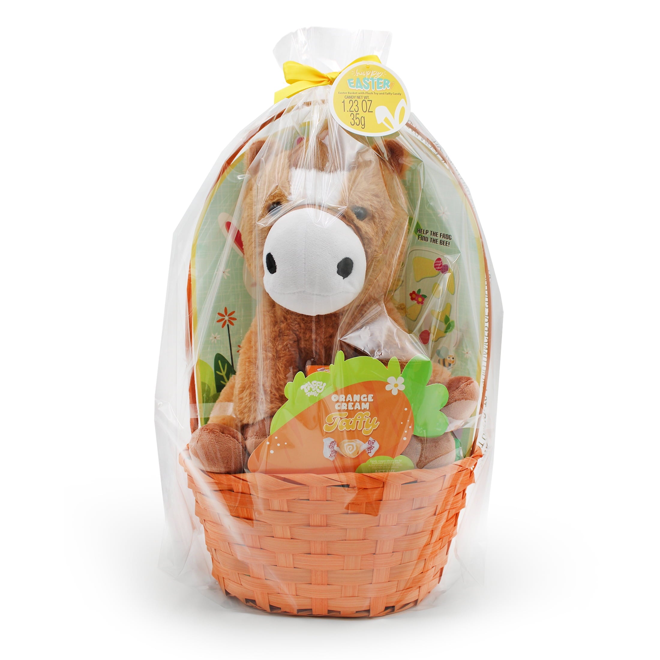Brown Horse Plush Prefilled Easter Basket, by Megatoys