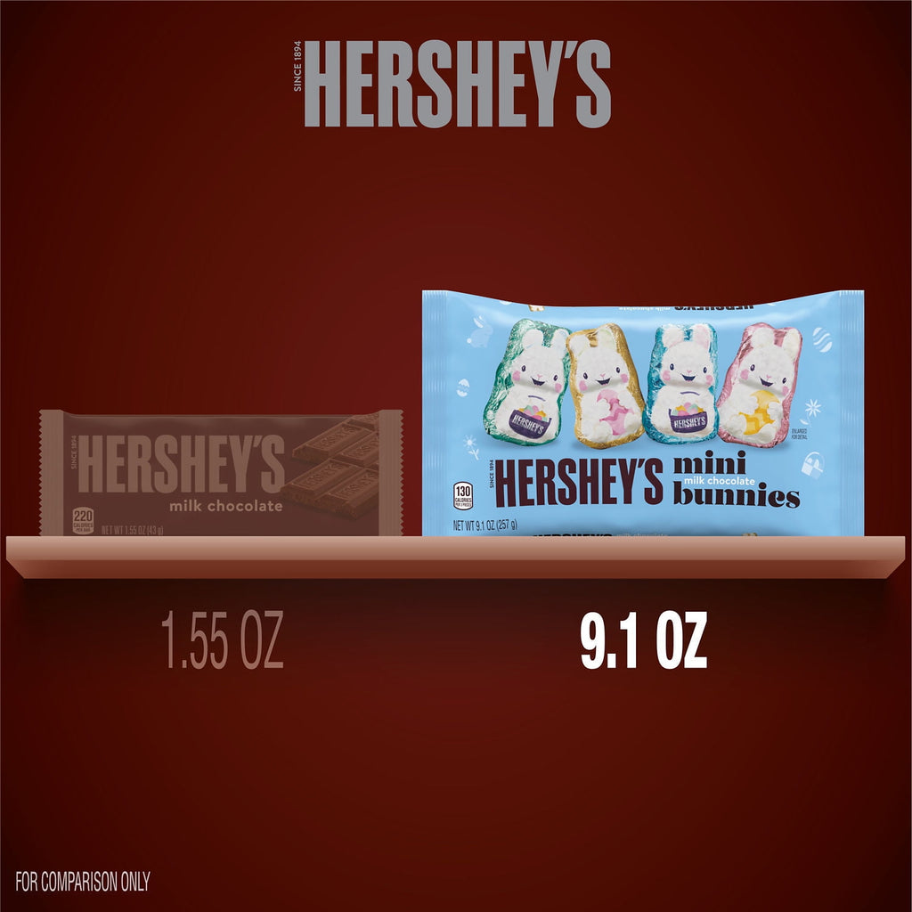 Hershey`s Milk Chocolate Mini Bunnies, Easter Candy Bag, 9.1 oz