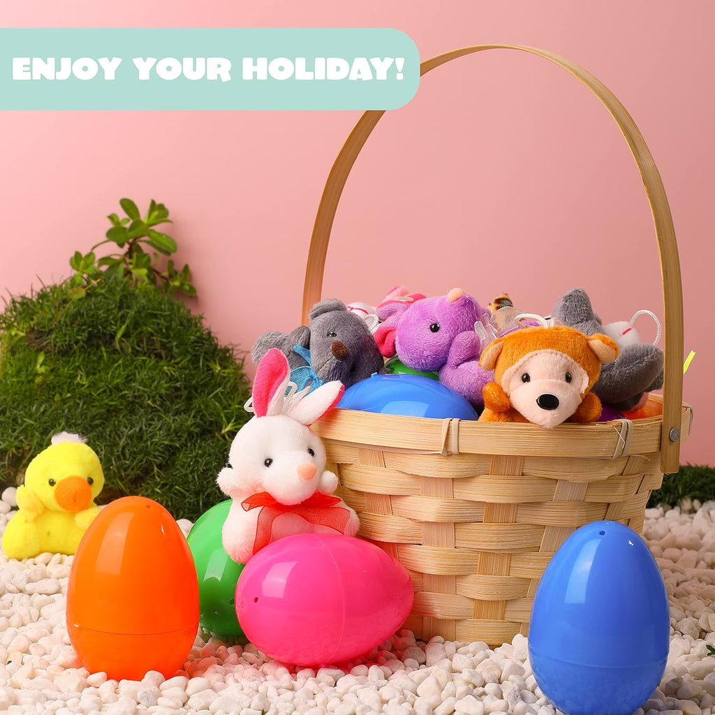 1 Pcs Prefilled Easter Eggs with Mini Plush Animals, Cute Stuffed Toy Fillers for Kids Easter Egg Hunt, Basket Stuffers, Classroom Prizes and Party Favors