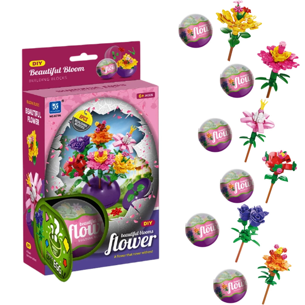 6 Pack Easter Flower Building Blocks Eggs DIY Toys for Party Favors, Easter Egg Hunt, Classroom Events, Easter Basket Stuffers
