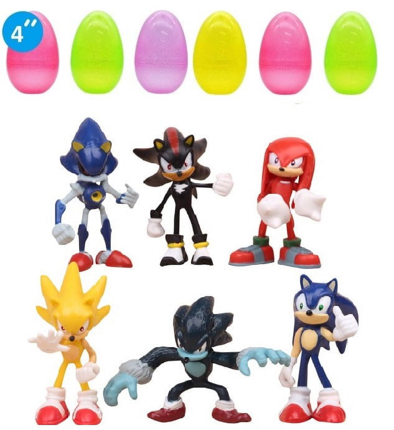 6 Pieces Jumbo Size Easter Eggs and 6 Pcs Metal Hedgehoge Figure - Perfect for Basket Stuffers, Easter Egg Fillers, Party Favors, Goodie Bag Fillers, Pinata Toys and More