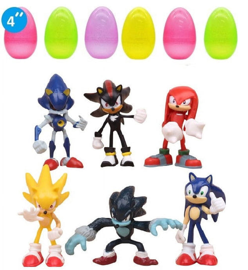 6 Pieces Jumbo Size Easter Eggs and 6 Pcs Metal Hedgehoge Figure - Perfect for Basket Stuffers, Easter Egg Fillers, Party Favors, Goodie Bag Fillers, Pinata Toys and More