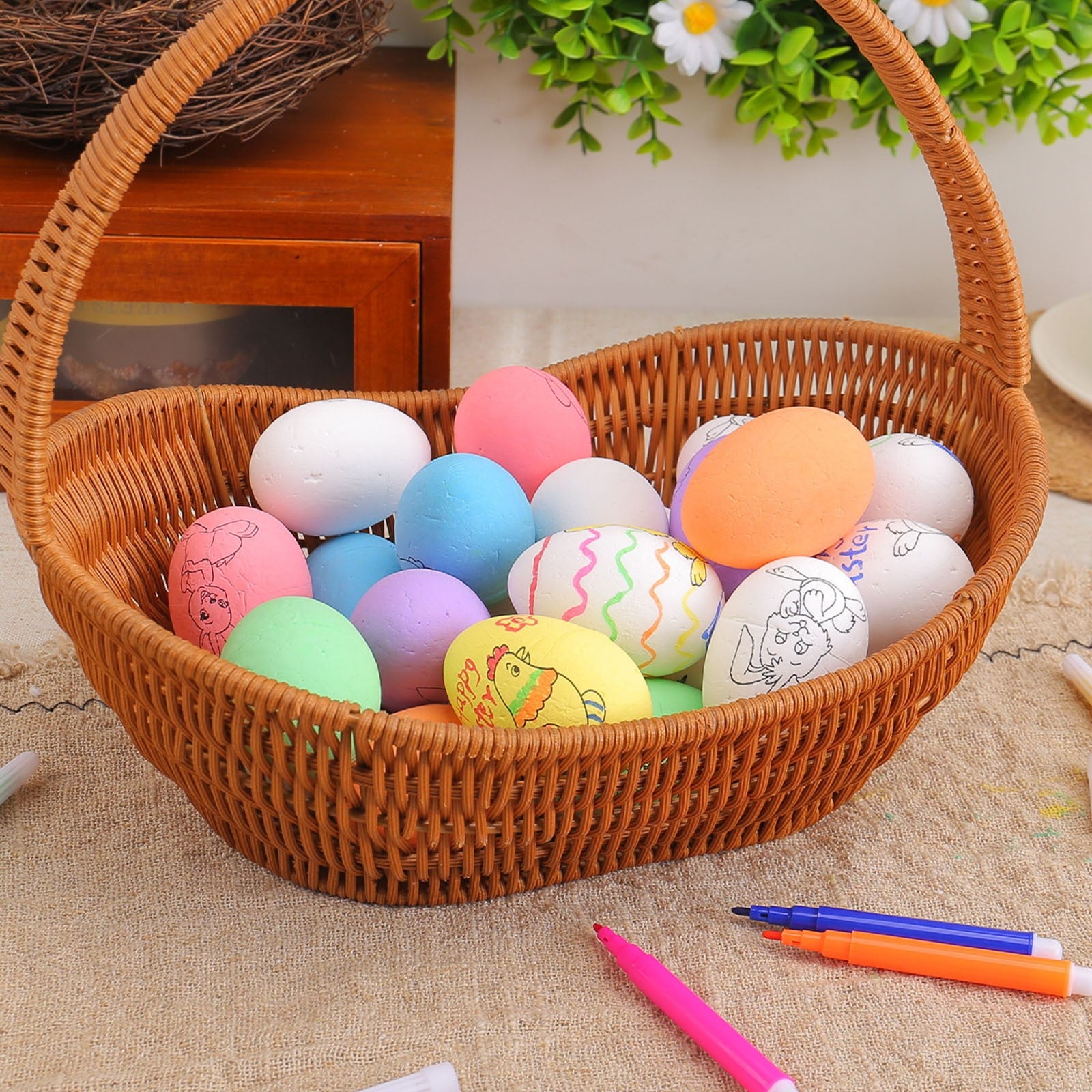 Moocorvic Easter Eggs Painting Kit White Paintable Decorated Egg with Palette and Brushes for Girls and Boys, Art DIY Craft Toys Gifts