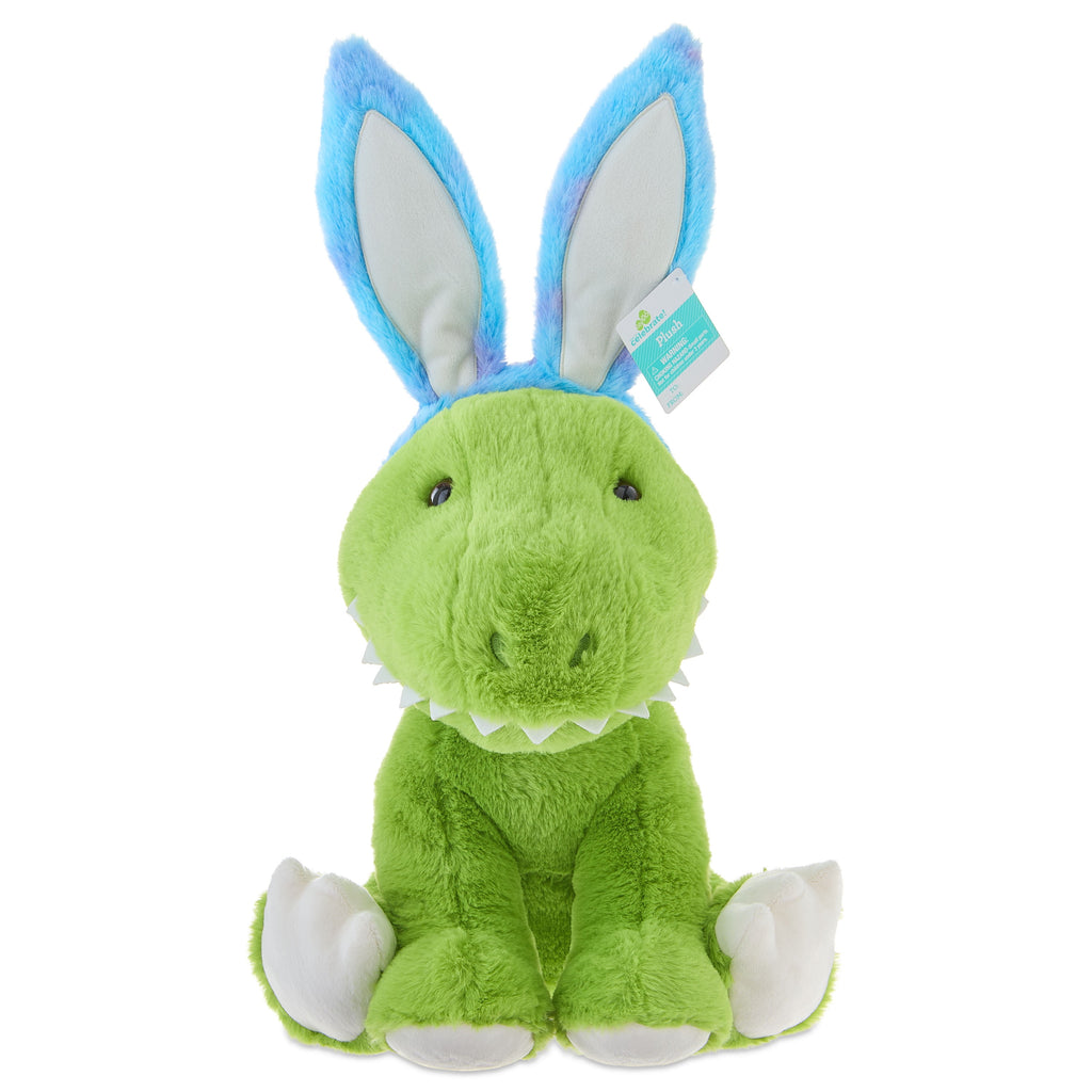 Large Dinosaur Plush with Bunny Ears, Green and Blue, 19", Easter by Way To Celebrate