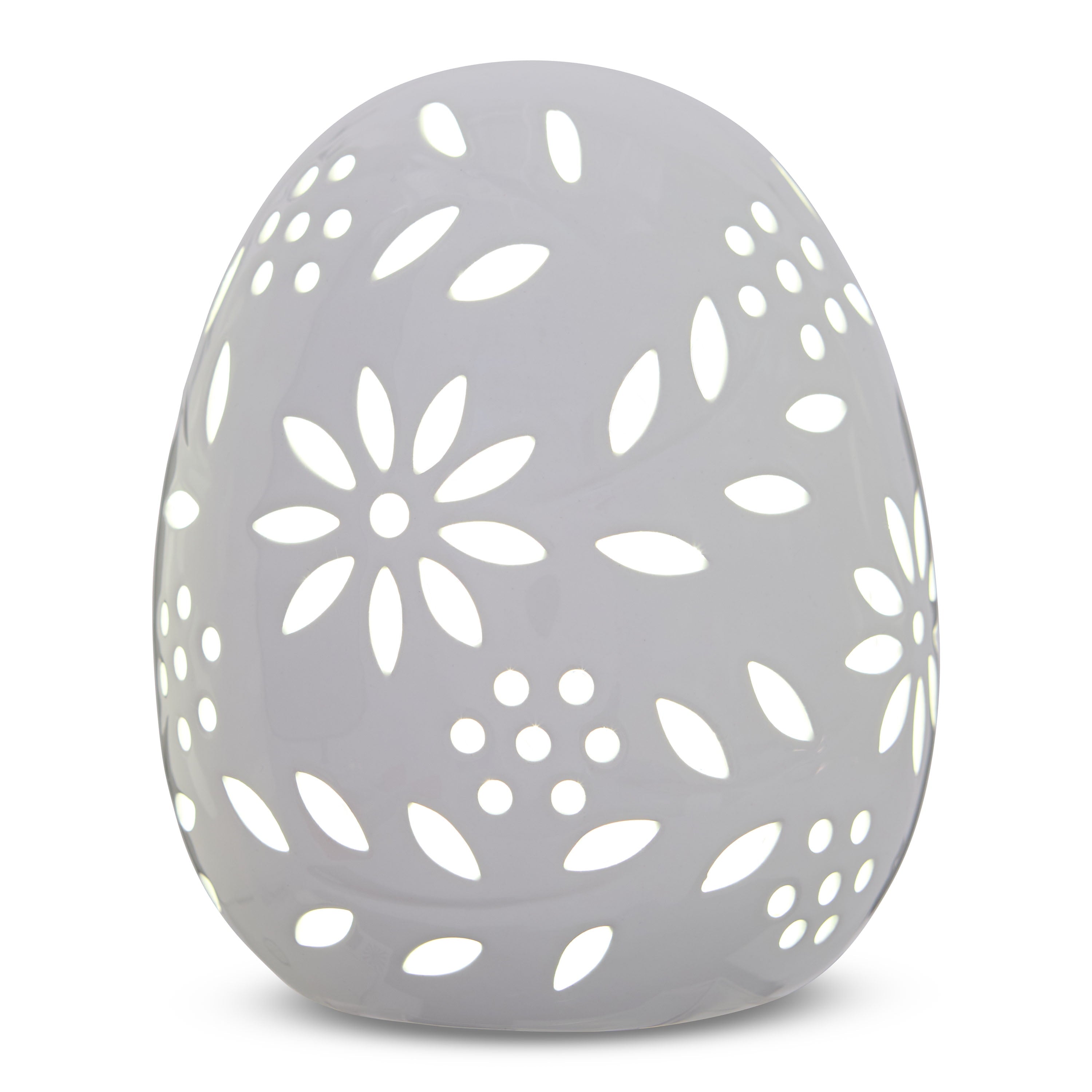 Large Light-Up Ceramic Egg Decoration, White, Easter by Way To Celebrate