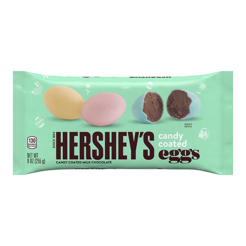 HERSHEY'S Candy Coated Milk Chocolate Eggs, Easter Candy Bag, 9 oz