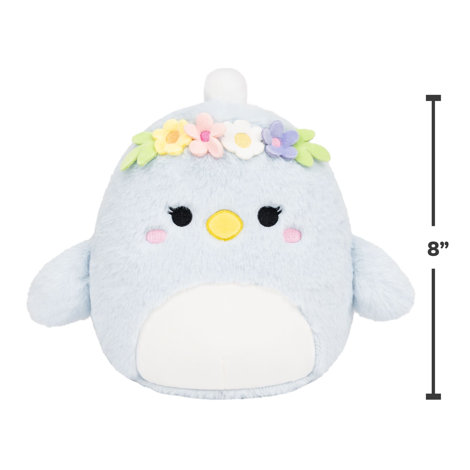 Squishmallows FuzzAMallow Official 8 inch Camden the Light Blue Chick With Flower Crown - Child's Ultra Soft Plush Toy