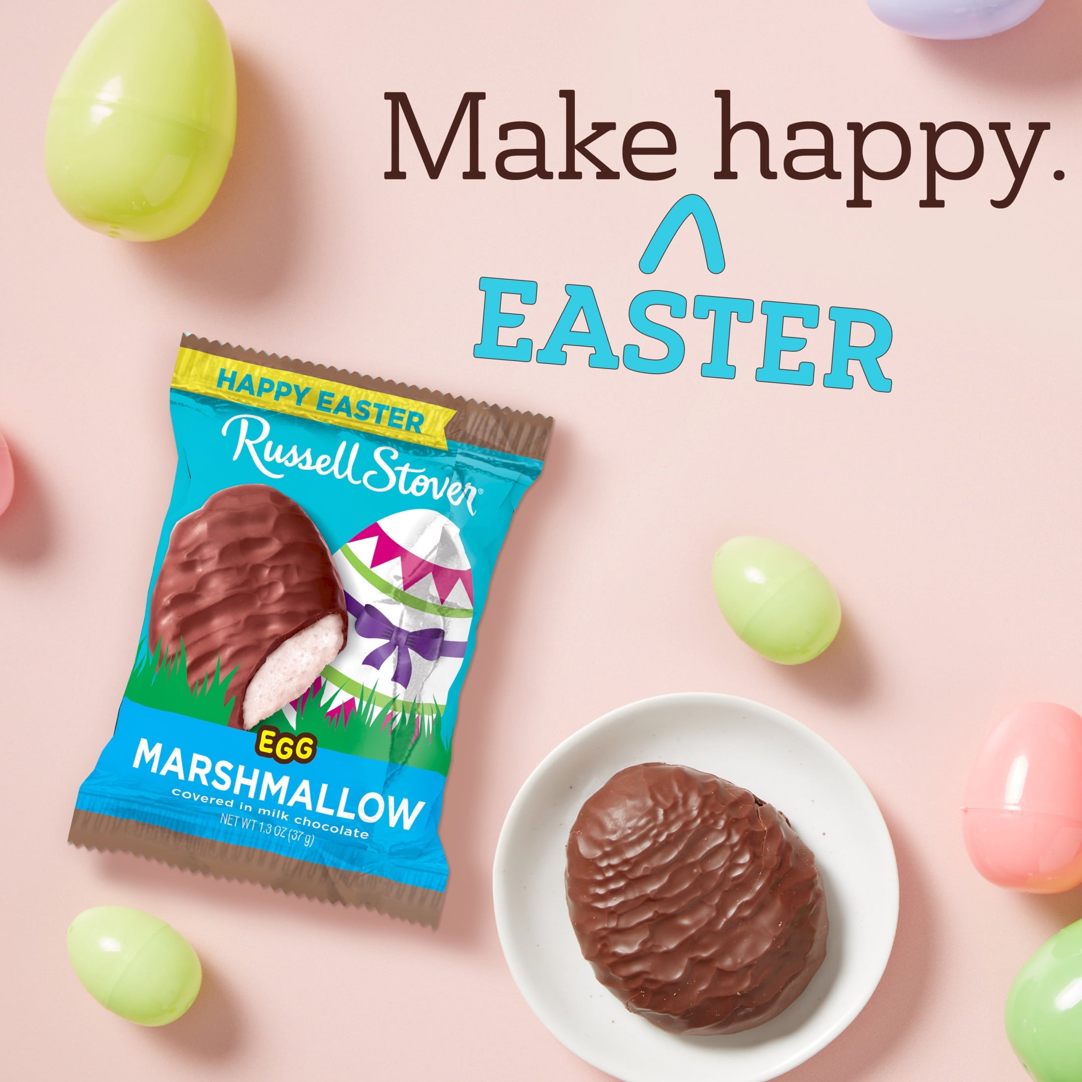 RUSSELL STOVER Easter Marshmallow Milk Chocolate Candy Easter Egg, 1.3 oz.