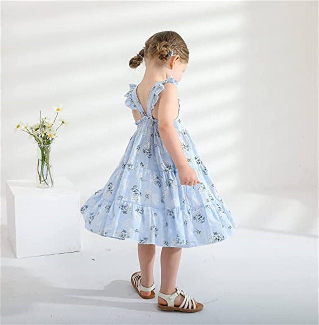Younger Tree Baby Girls Summer Sleeveless Dress Kid Princess Flower Beach Butterfly Sundress for 18-24 Months