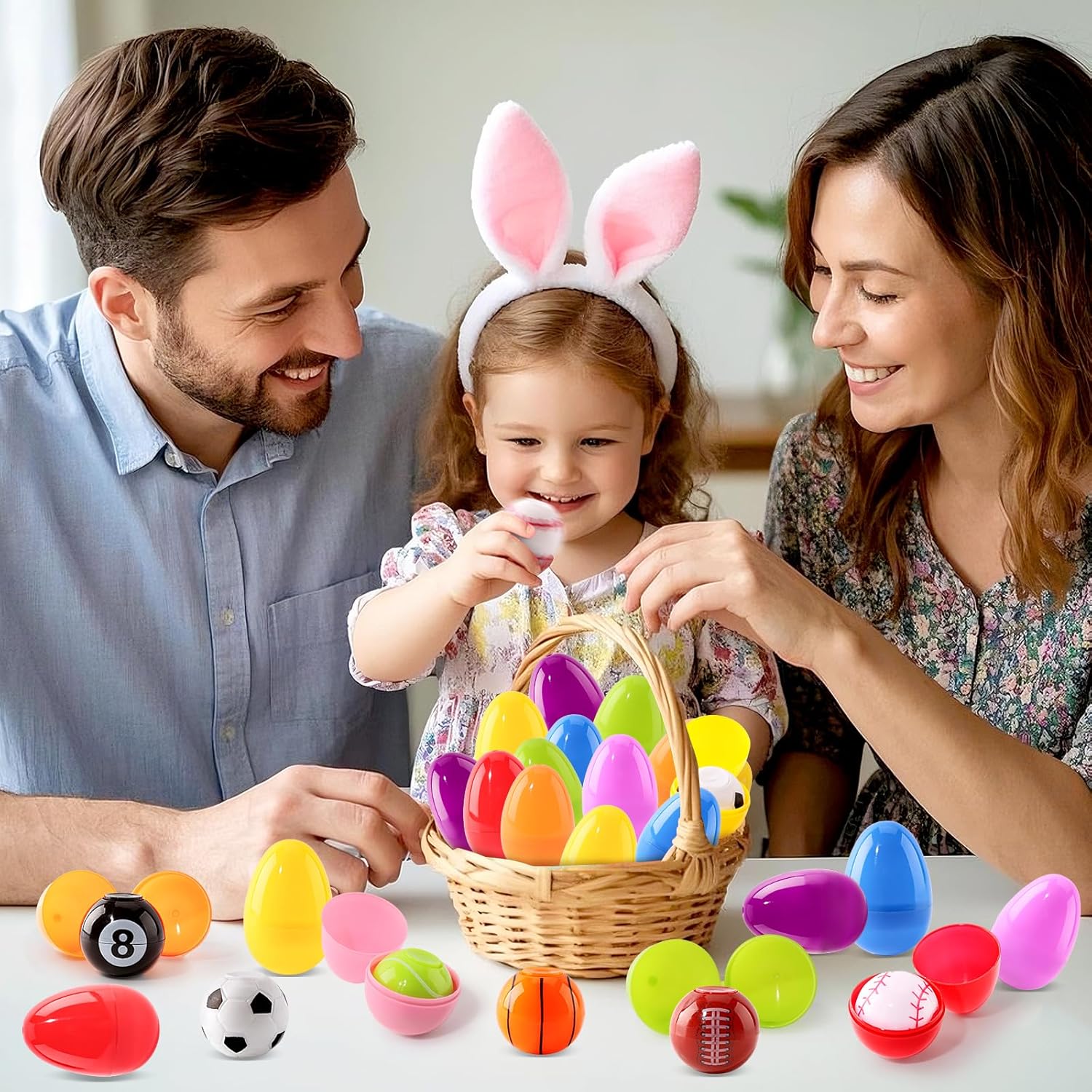 24 Pack Easter Eggs Filled with Spinning Balls, Easter Basket Stuffers Fillers for Kids, Easter Eggs with Toys, Easter Egg Hunt, Easter Party Favors, Easter Classroom Prize Gifts for Kids