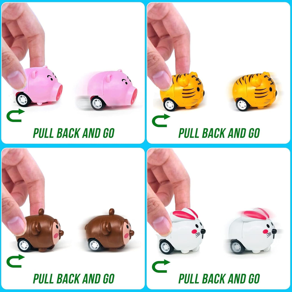 12 Pcs Easter Eggs with Animals Pull Back Cars, Easter Party Favors for Kids, Easter Egg Toys, Easter Basket Stuffers, Easter Theme Party