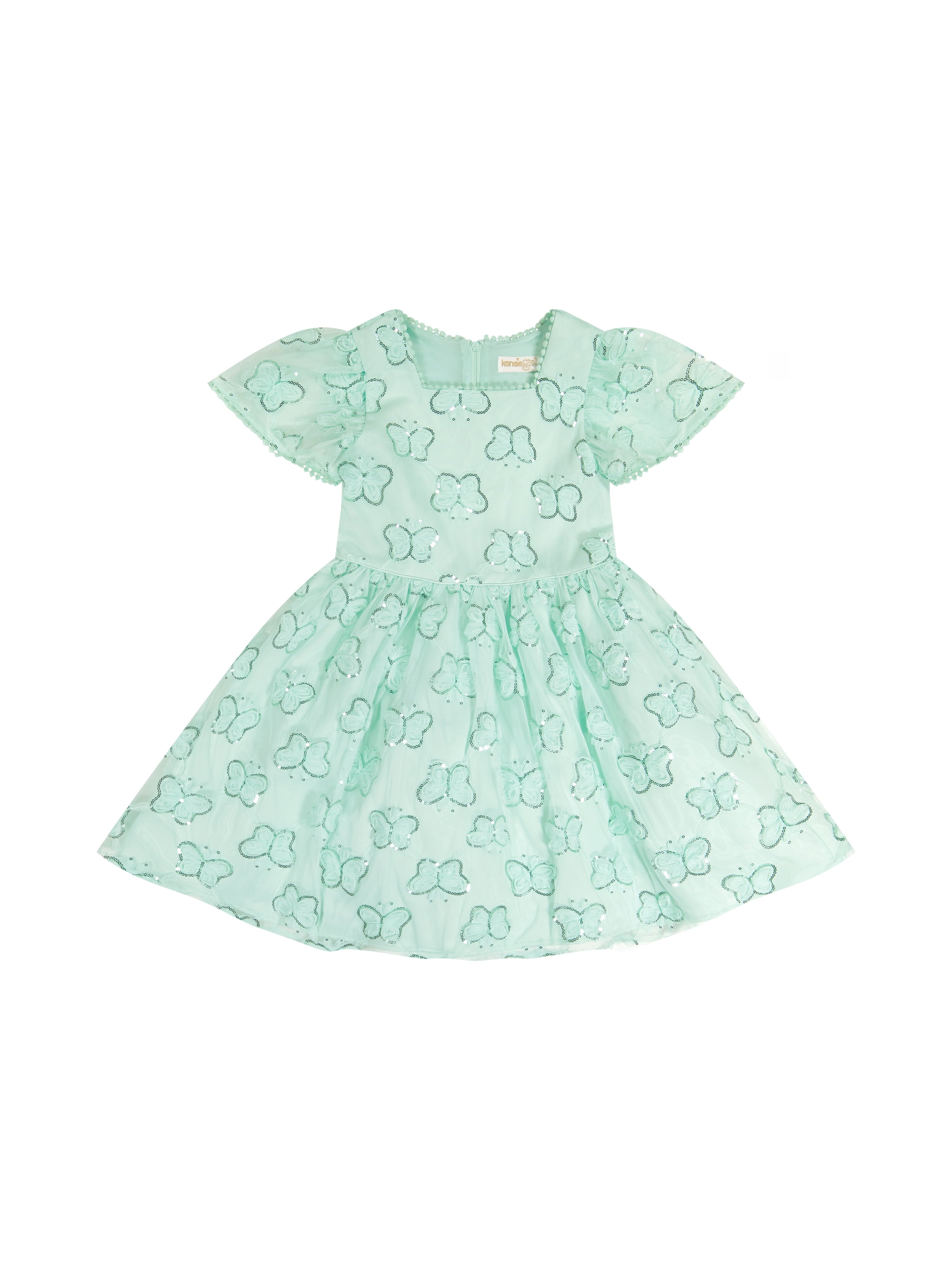 Kensie Girl Cap Sleeve Sequin Butterfly Soutache Mesh Dress, Sizes 4-16