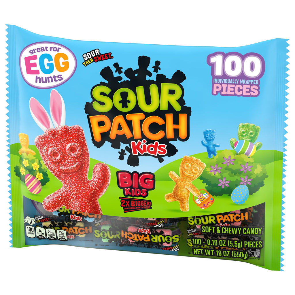 SOUR PATCH KIDS Big Kids Individually Wrapped Soft & Chewy Candy, Easter Candy, 100 Pieces