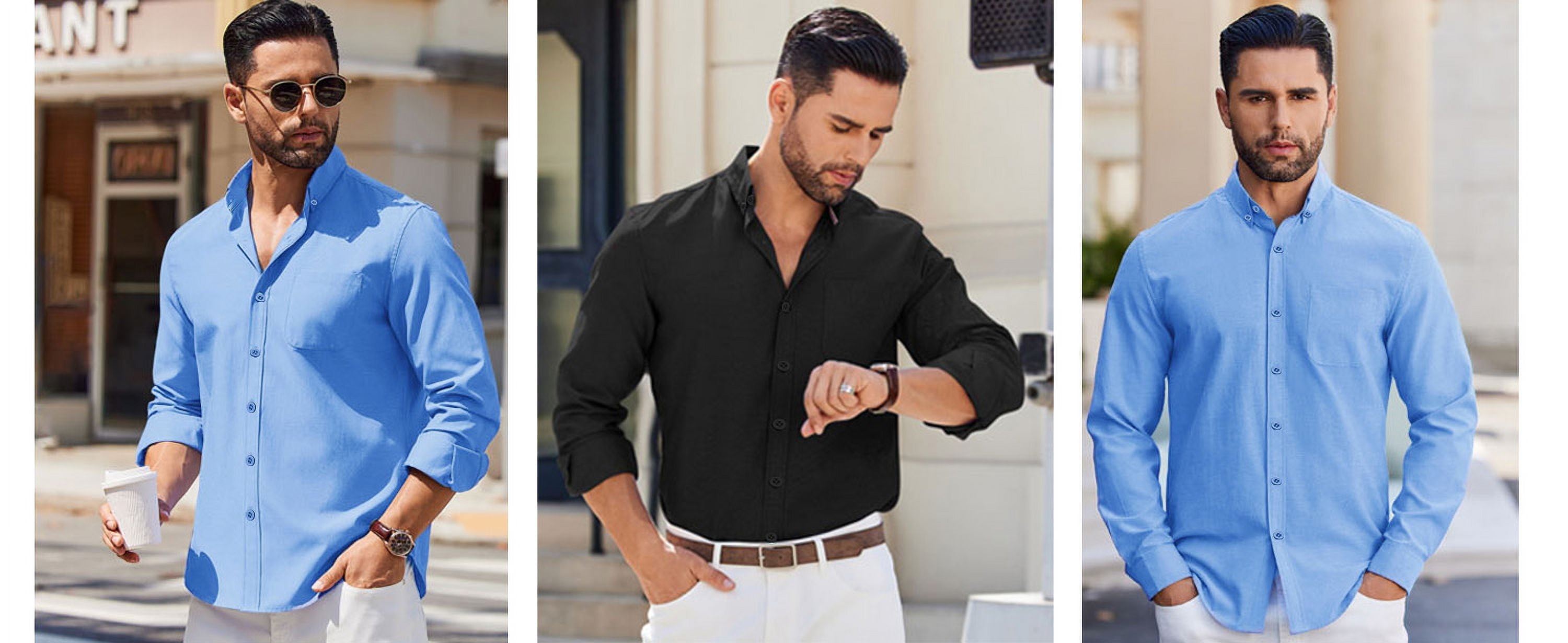 GENTS BLISS Long Sleeve Mens Dress Shirts Casual Solid Shirts for Men Regular Oxford Tops with Pocket