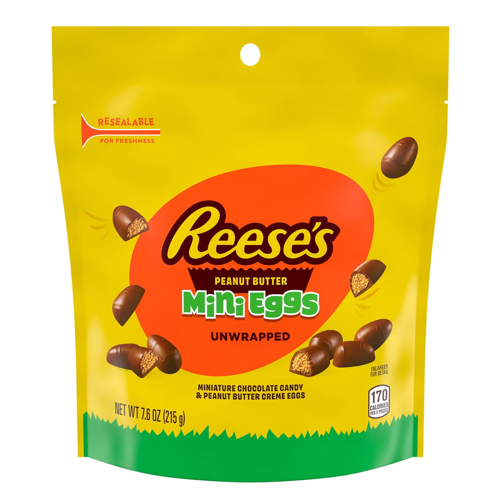 REESE'S Unwrapped Chocolate Peanut Butter Creme Mini Eggs, Easter Candy Bag, 7.6 oz