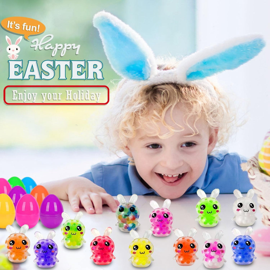 Yippzo 12Pcs Prefilled Easter Eggs with Mini Stress Balls Squeeze Toys Inside as Easter Basket Stuffers, Easter Eggs Hunt Party Favors, Classroom Prize Supplies