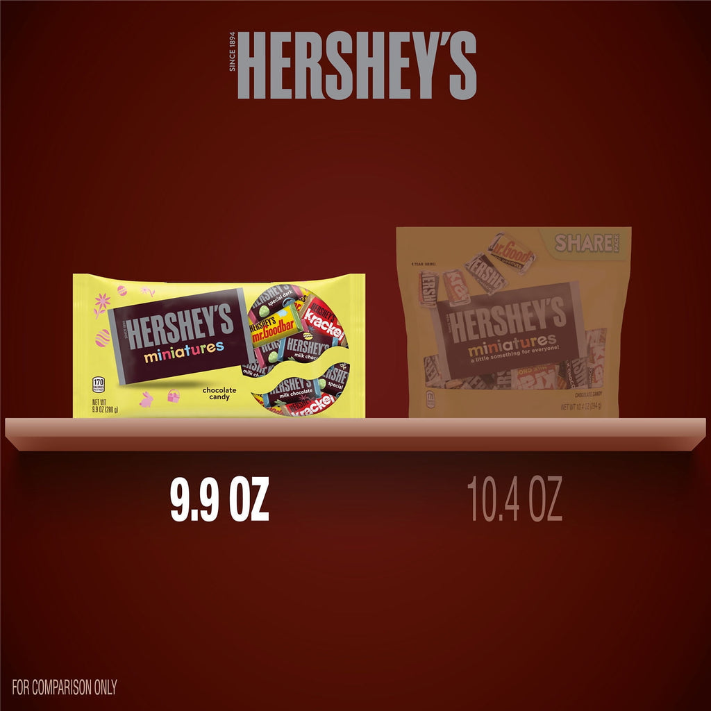 Hershey's Miniatures Assorted Chocolate, Easter Candy Individually Wrapped, Bag, 9.9 oz