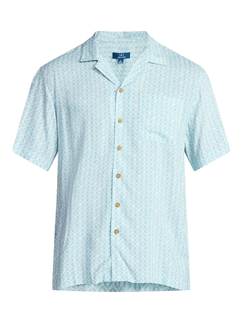 George Men's Relaxed Fit Printed Camp Shirt with Short Sleeves, Sizes S-3XLT
