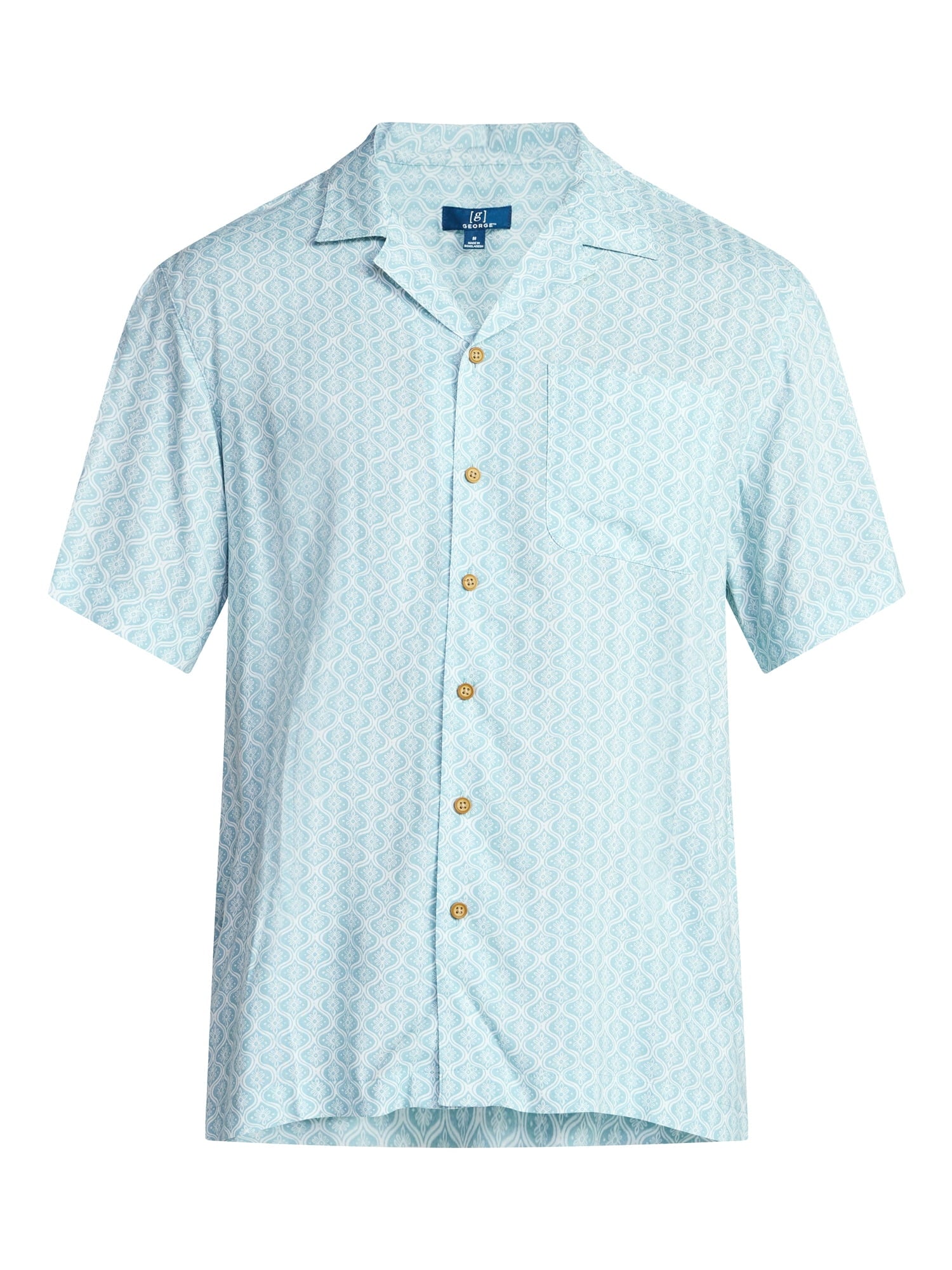George Men's Relaxed Fit Printed Camp Shirt with Short Sleeves, Sizes S-3XLT