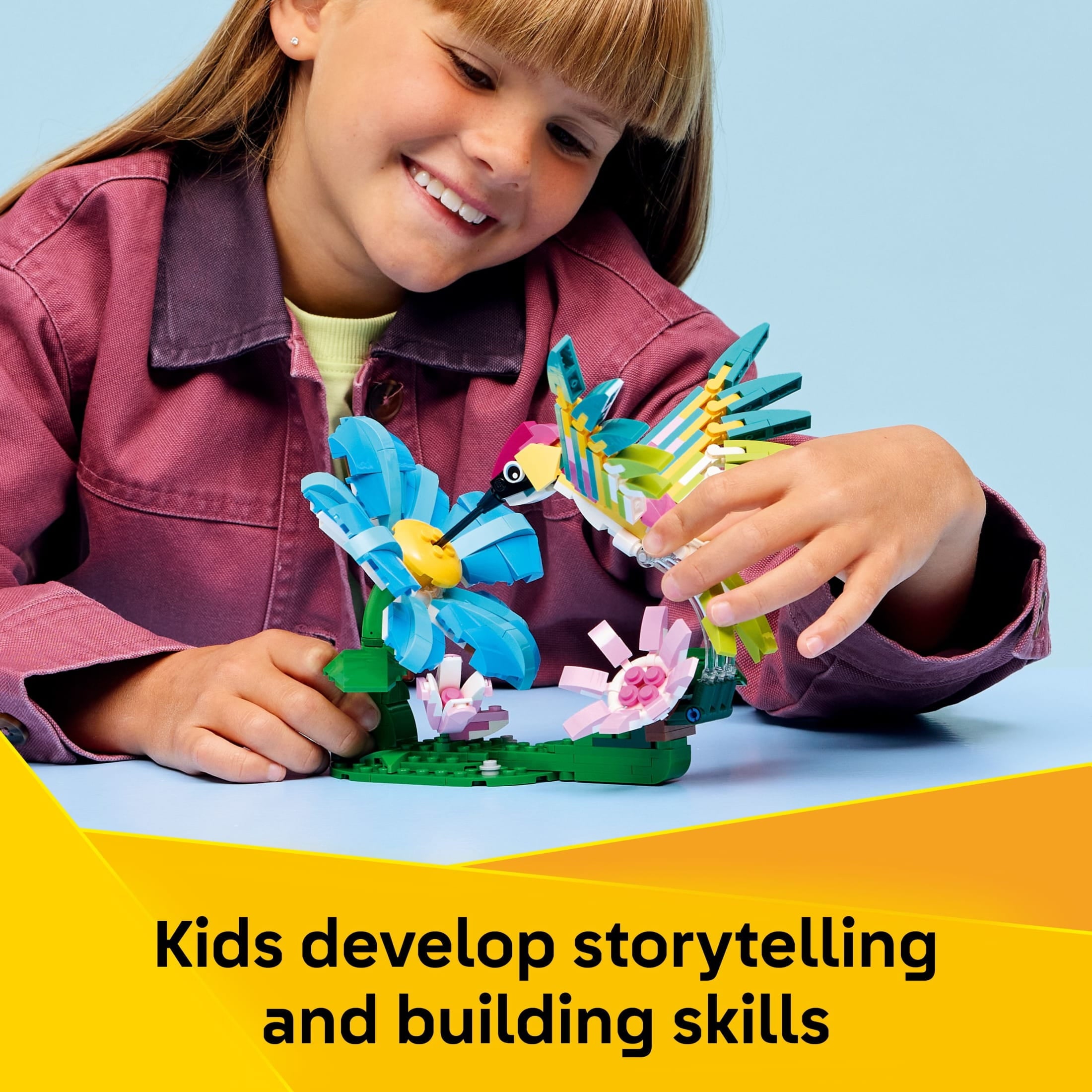 LEGO Creator 3 in1 Wild Animals: Colorful Hummingbird Building Toy for Girls, Boys, & Kids, Ages 8+ - Build a Bird, Butterfly, or Tropical Fish - Gift Idea for Birthdays - 31384