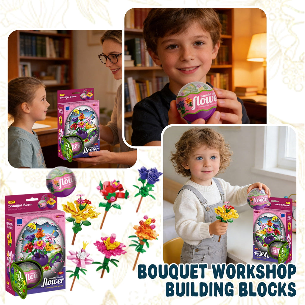 6 Pack Easter Flower Building Blocks Eggs DIY Toys for Party Favors, Easter Egg Hunt, Classroom Events, Easter Basket Stuffers