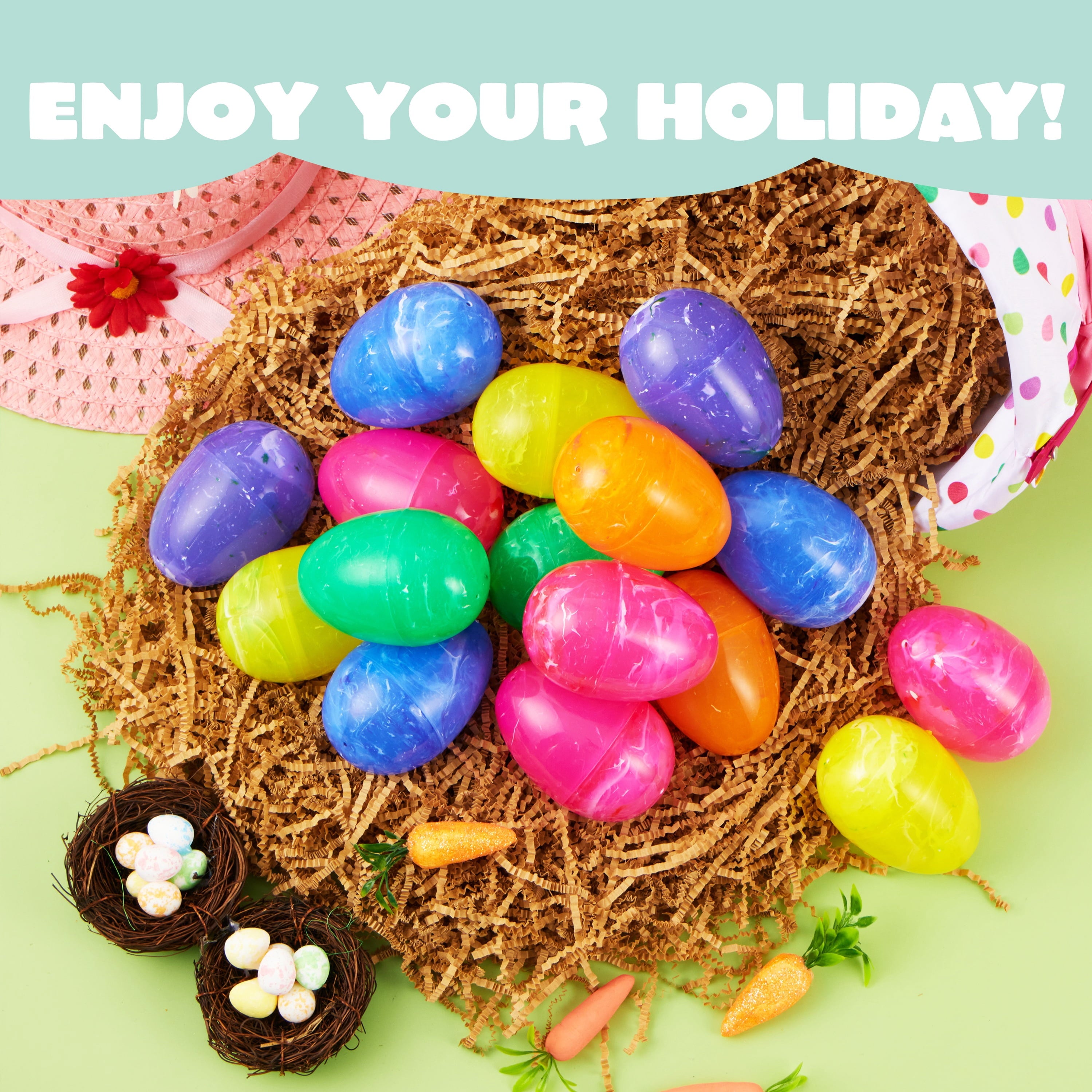 Joyfy 30 Pcs Plastic Easter Eggs,Iridescent Printed Empty 3.15" Tall for Easter Egg Hunt, Basket Stuffers Fillers, Classroom Prize Supplies, Filling Treats and Party Favor